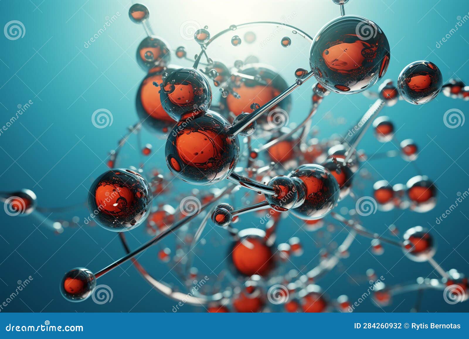 Round Water Molecules Connected with Each Other. Generative AI Stock
