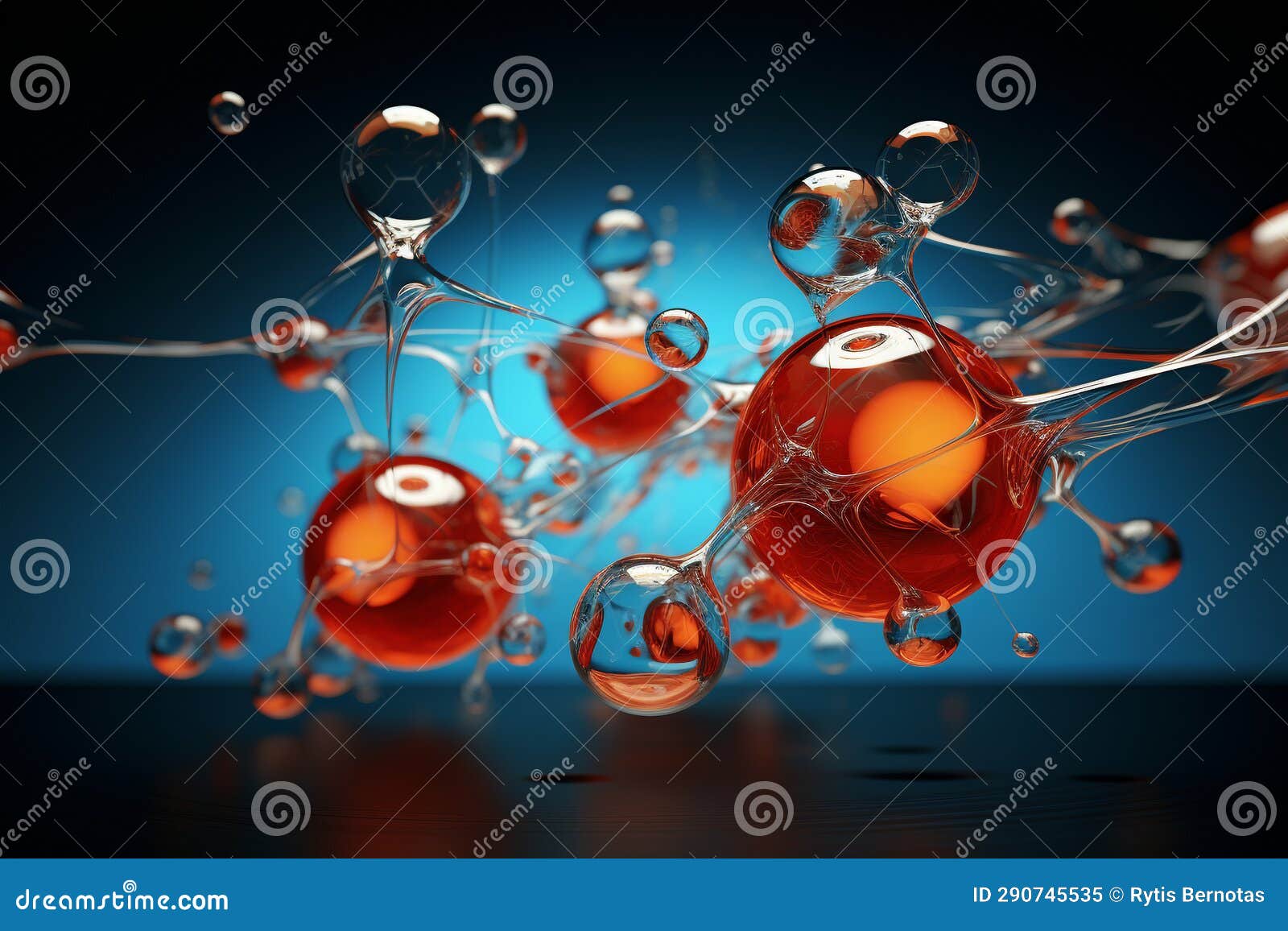 Round Water Molecules Connected with Each Other. Generative AI Stock