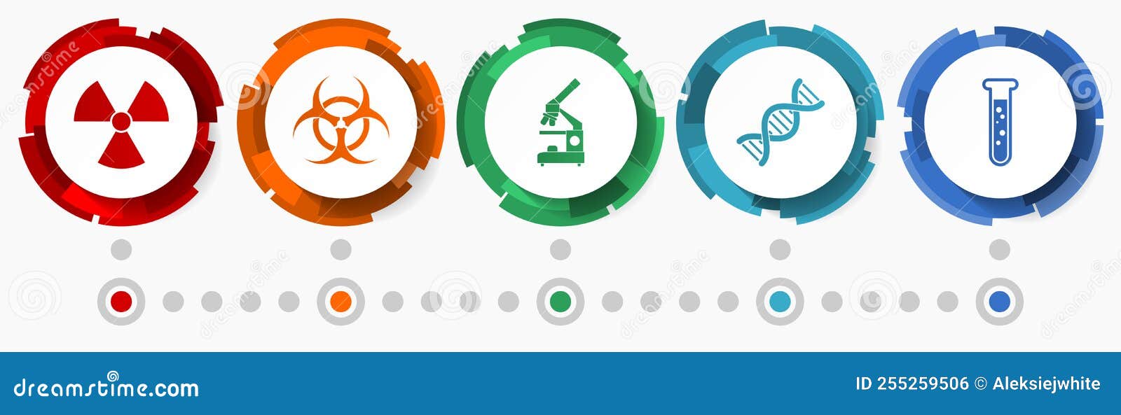 science concept  icon set, medicine colorful web buttons collection, education modern  infographic template
