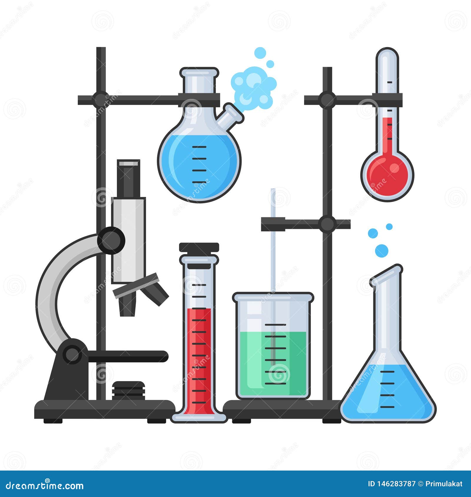 Science Equipment in Chemistry Laboratory Vector Illustration Stock ...