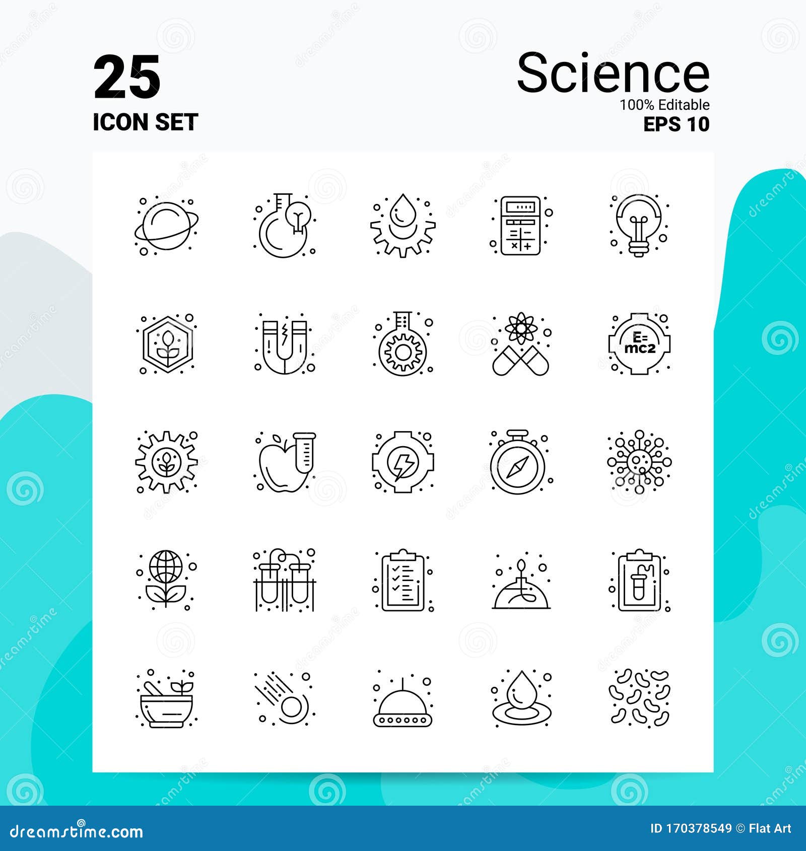 25 Science Icon Set. 100 Editable EPS 10 Files Stock Vector ...