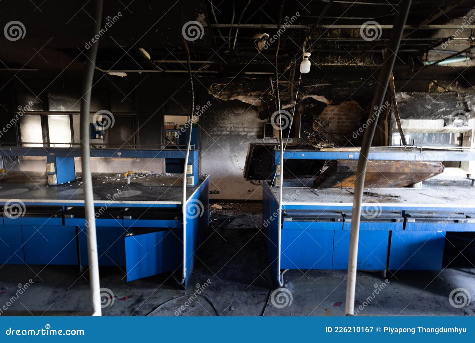 Science Lab Caused by Fire. Stock Image Image of emergency, dirty