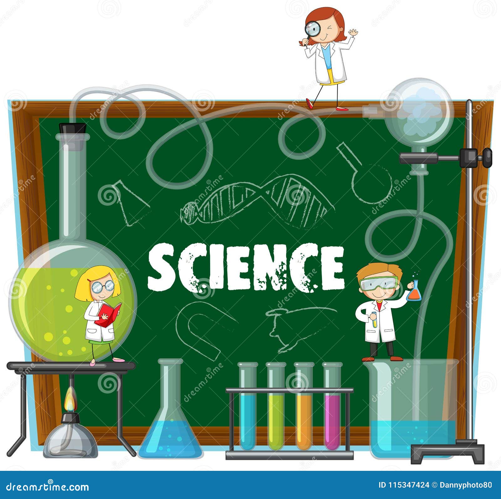 Science Lab Equipments and Blackboard Stock Vector Illustration of