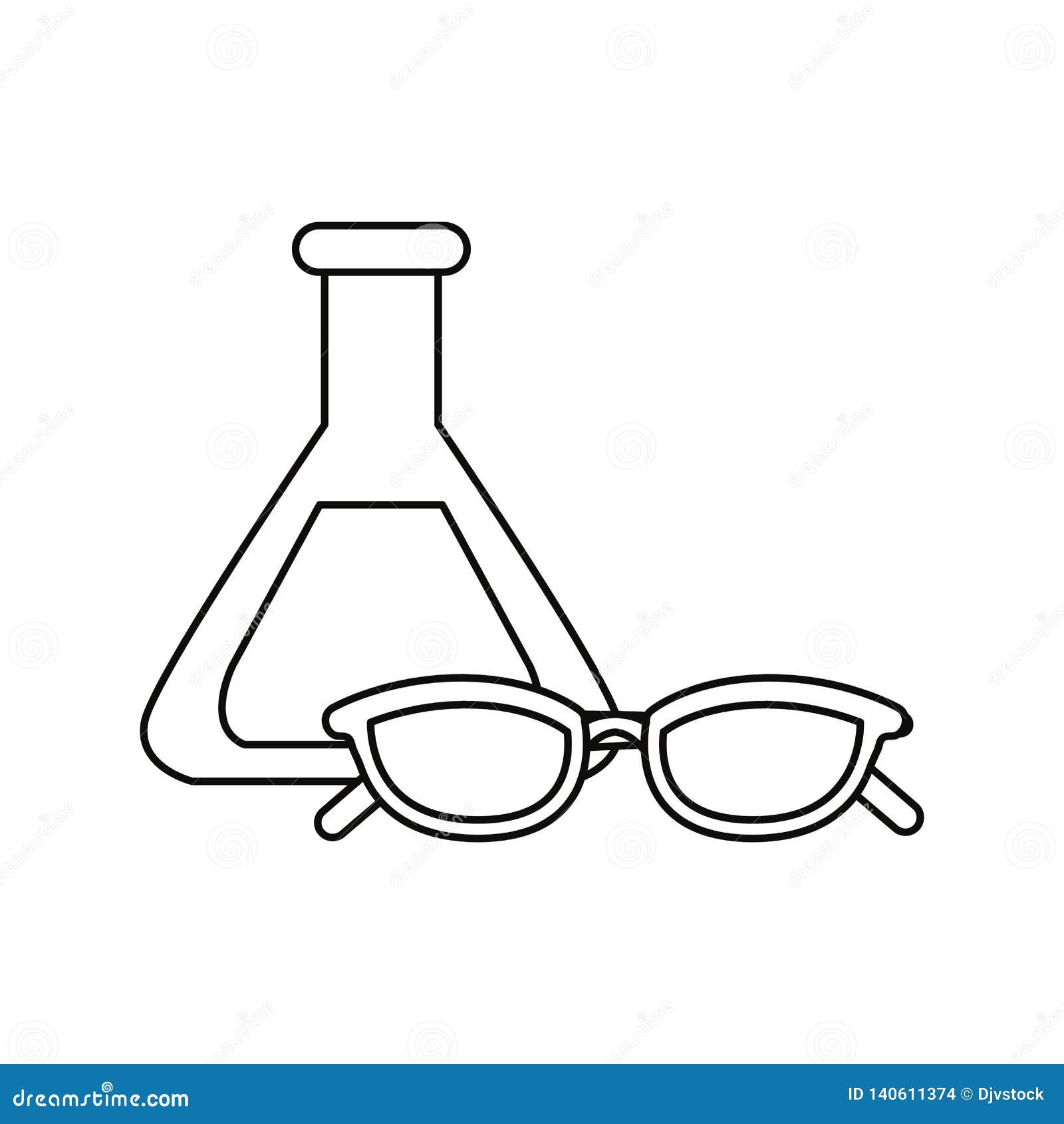 Science Laboratory Flask and Eyeglasses Stock Vector Illustration of biochemistry, people