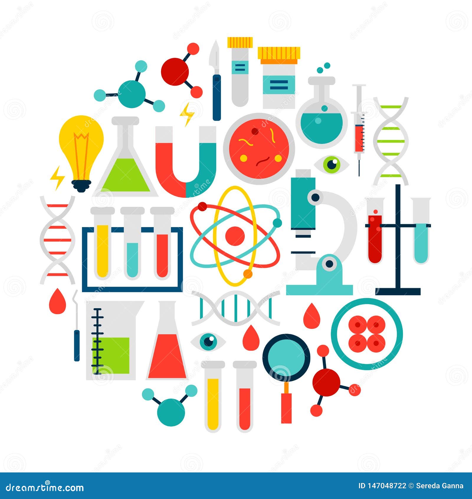 Science Laboratory Icons Circle Stock Vector - Illustration of ...