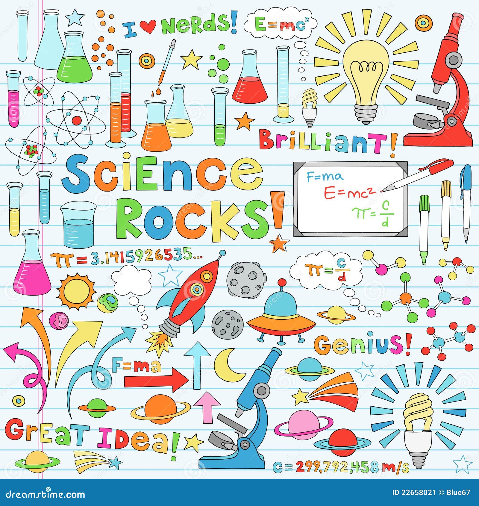 Cartoon Cute Doodles Hand Drawn Science Illustration. Colorful Detailed,  With Lots Of Objects Background. Funny Vector Artwork Royalty Free SVG,  Cliparts, Vectors, and Stock Illustration. Image 68966618.