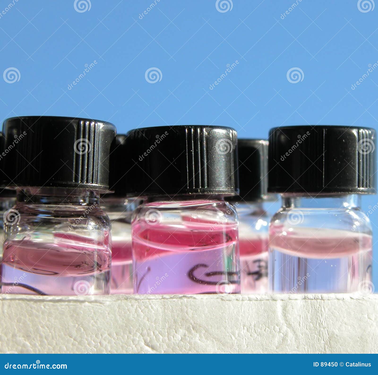 Science (pink Vials On Blue) Stock Photo - Image of blue, chemical: 89450