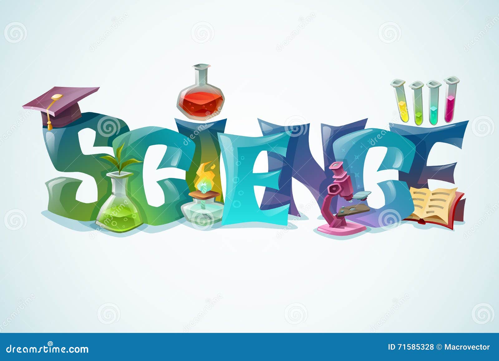 Science Poster With Decorative Inscription Stock Vector