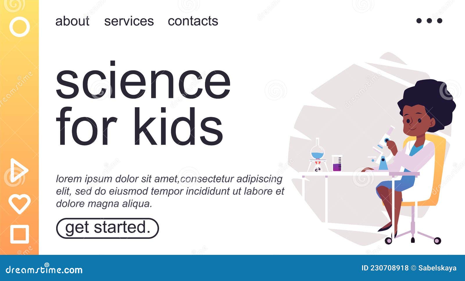 Science and Scientific Education for Kids site, Flat Vector