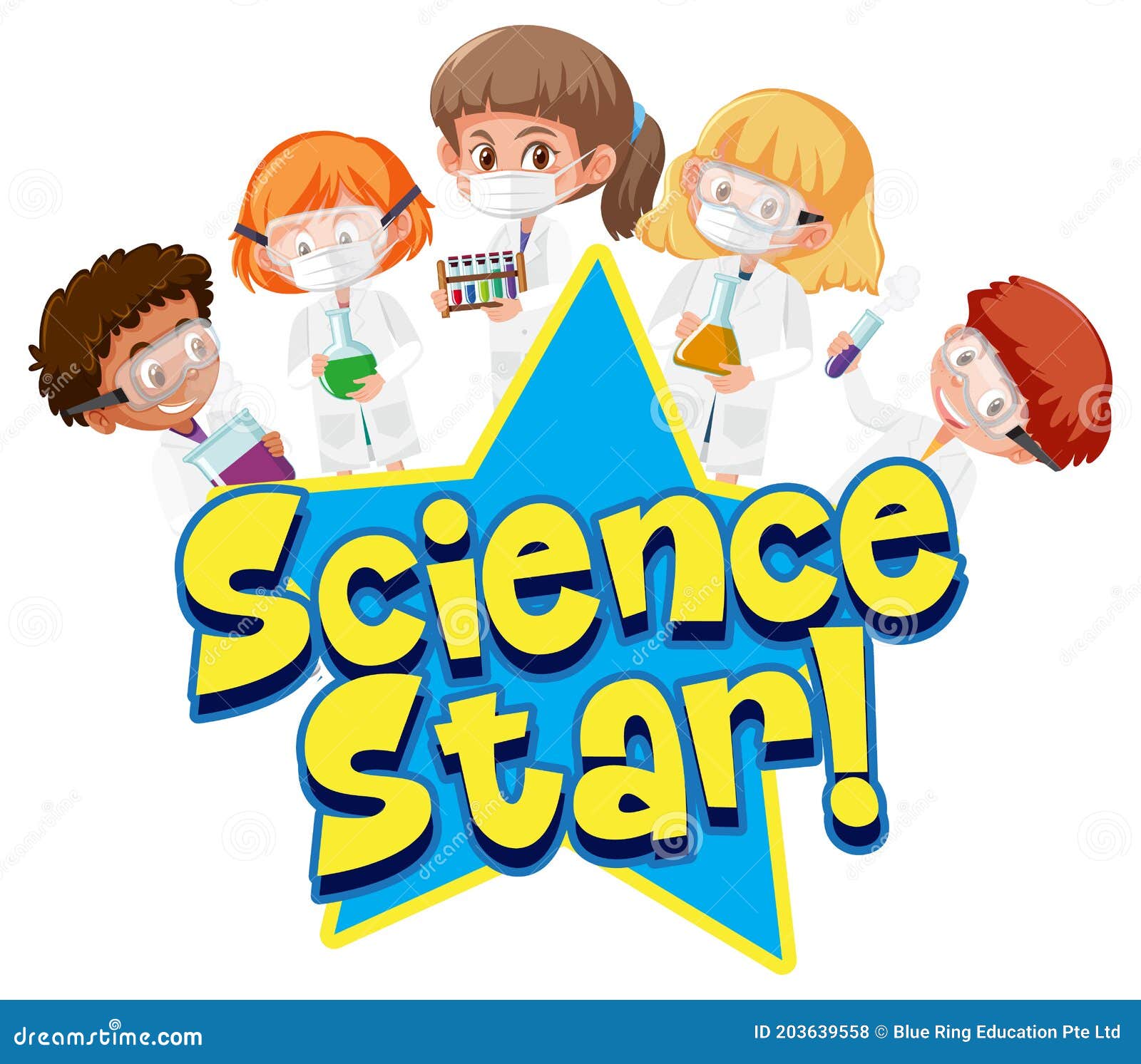 Science Star with Kid Holding Experimental Science Object Isolated on