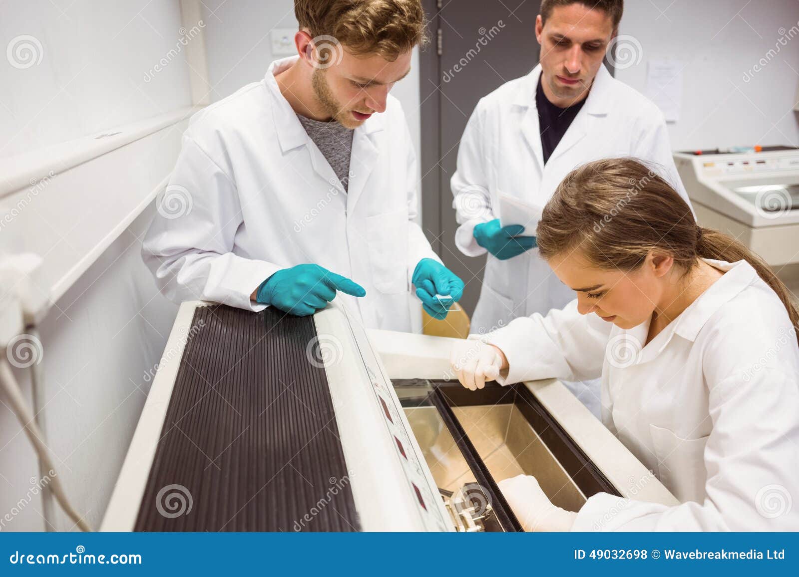 Science Students Using Incubator in the Lab Stock Photo Image of