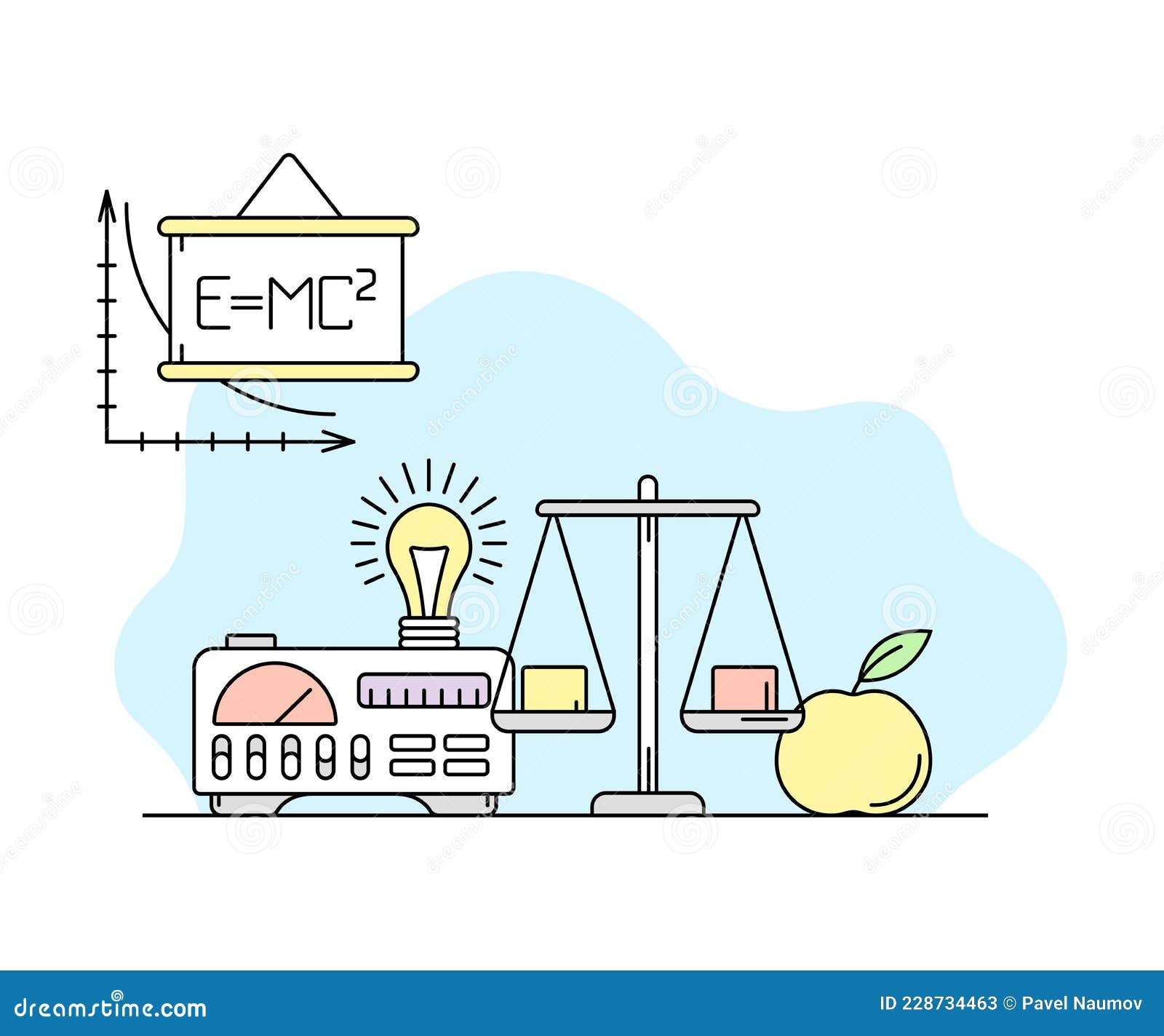 Science and Study with Mathematic Formula and Scale Balance Vector Line