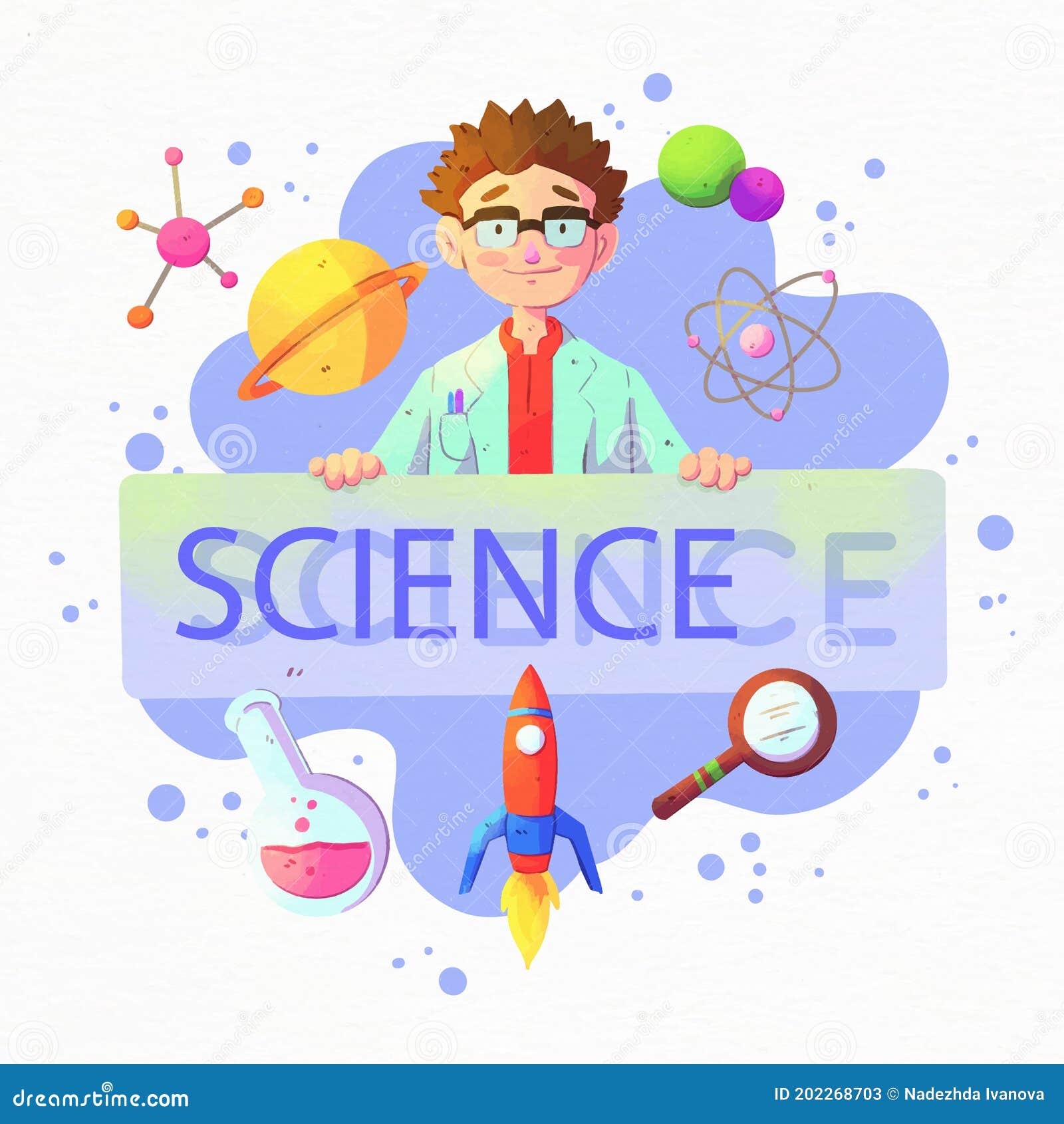 Science Word Concept Vector Illustration Stock Illustration Illustration of futuristic