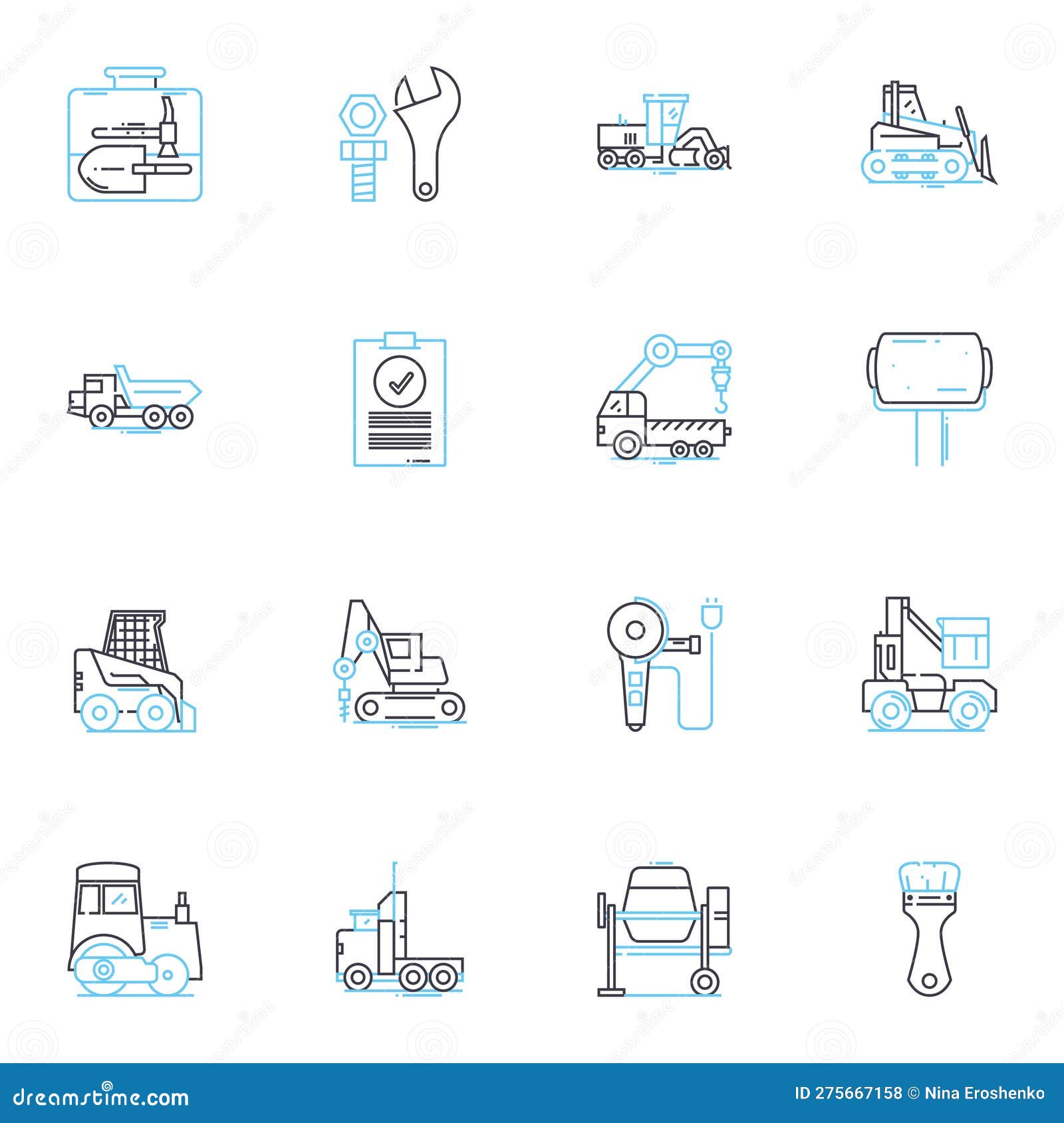 scientific apparatus linear icons set. microscope, centrifuge, bunsen burner, spectrophotometer, pipette, thermometer