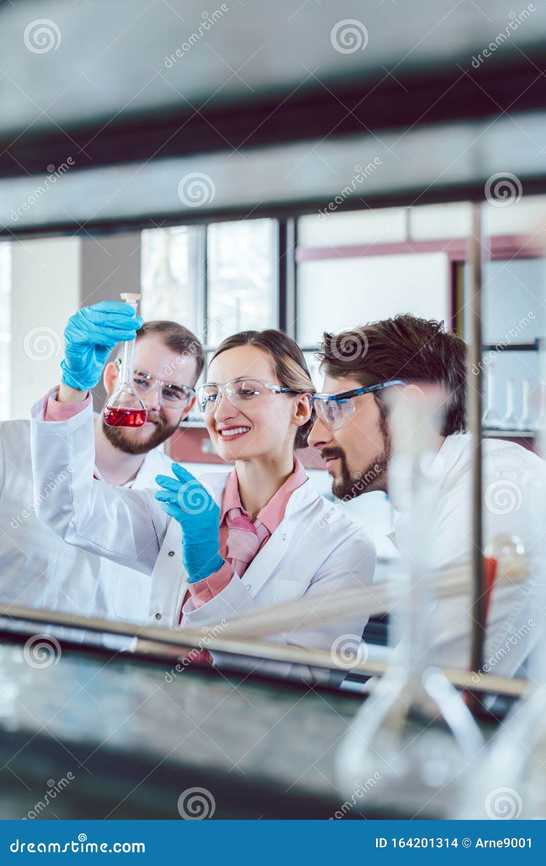 Scientific Chemists Synthesizing a New Compound Stock Photo Image of