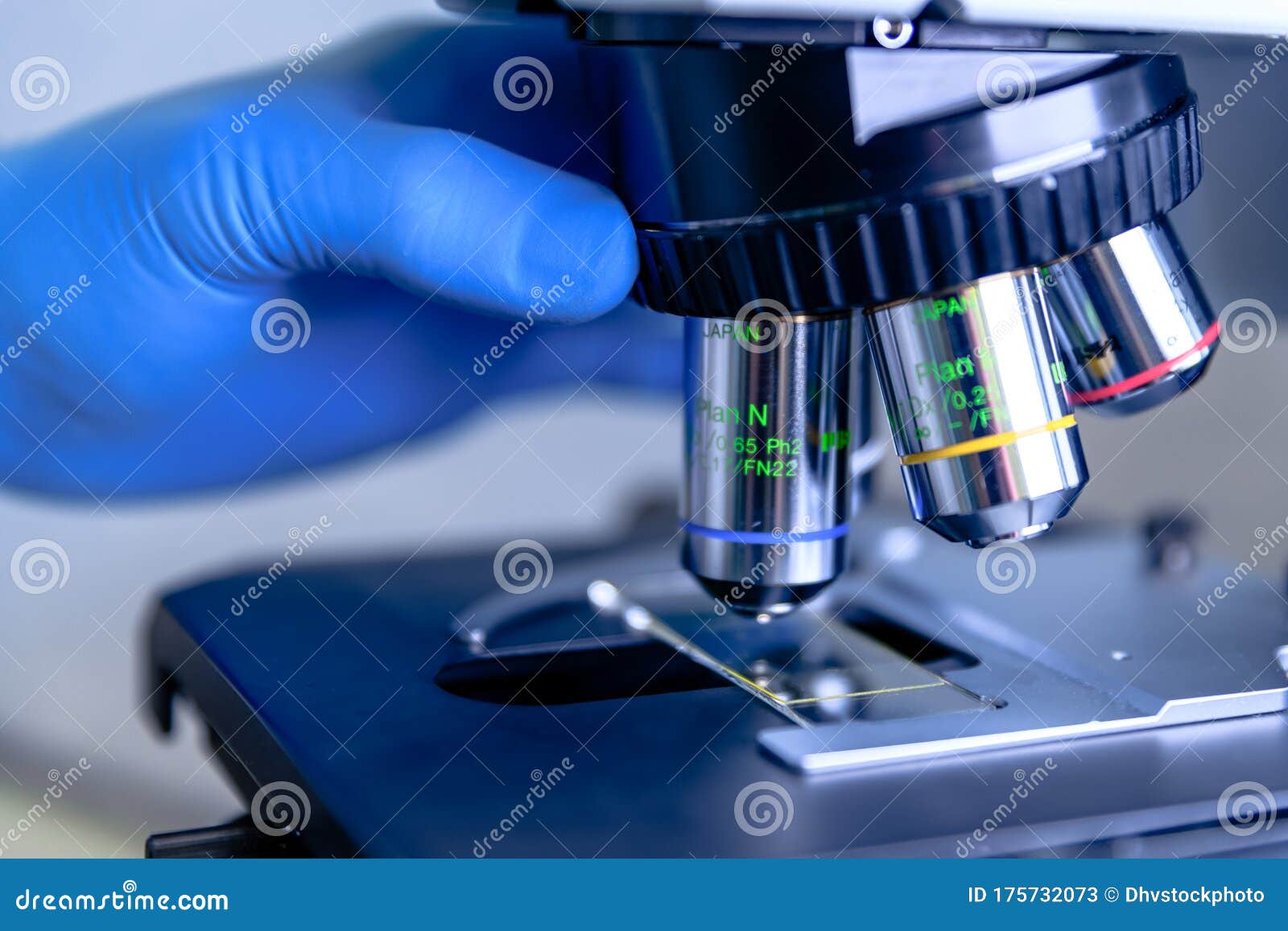 Scientific Handling a Light Microscope Examines a Laboratory Sample for Pharmaceutical