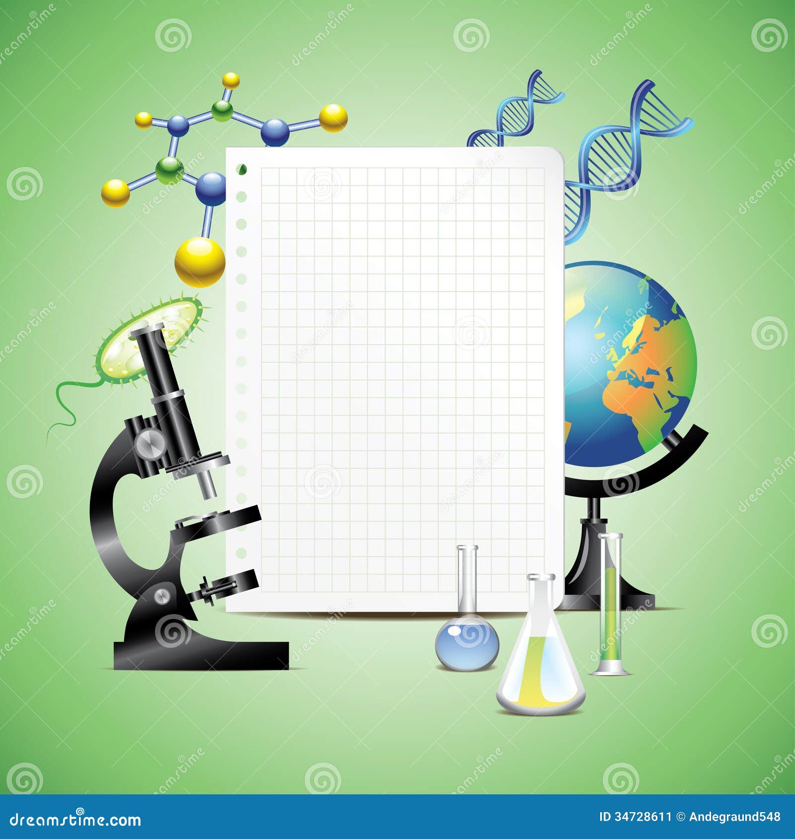 Scientific Items with Blank Paper Stock Vector - Illustration of equipment,  biology: 34728611