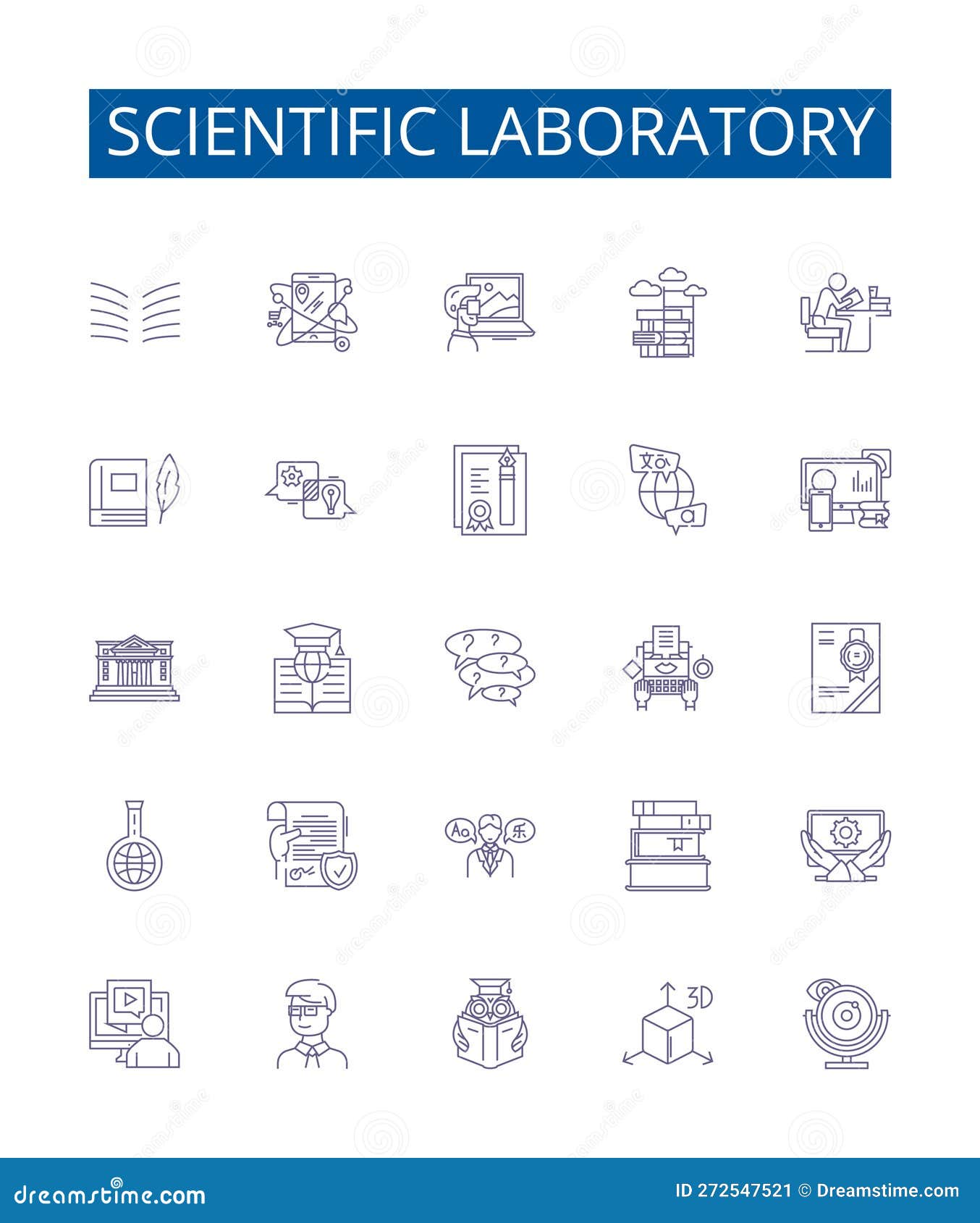 scientific laboratory line icons signs set.  collection of scientific, laboratory, testing, research, instruments