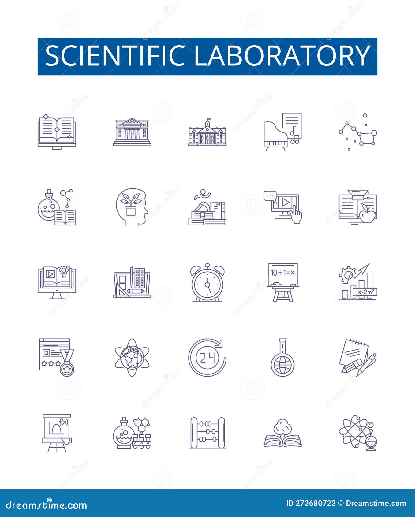 scientific laboratory line icons signs set.  collection of scientific, laboratory, testing, research, instruments