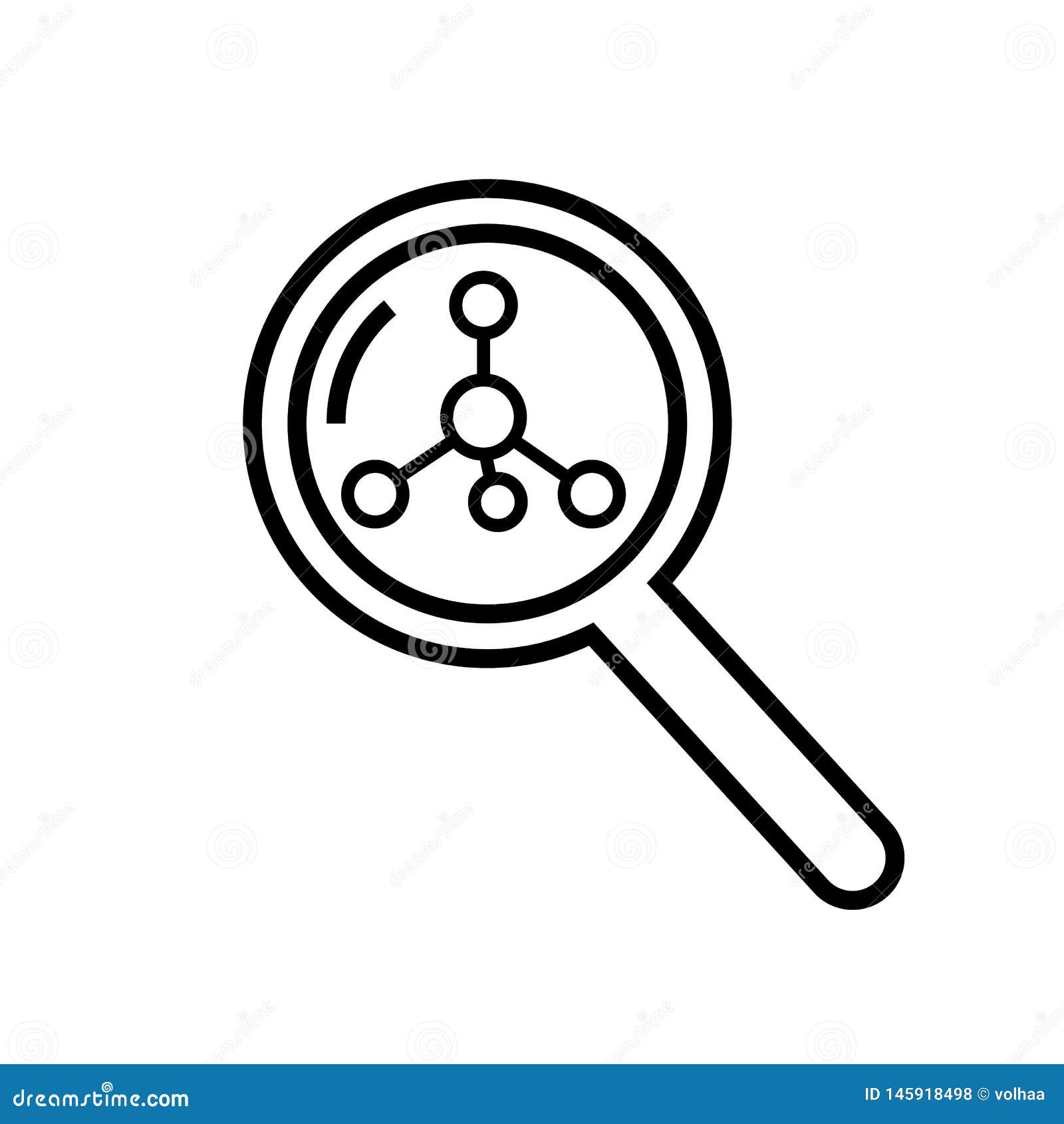 Search result icon. Research report analyse line sign. Analytics case study  outline vector symbol with magnify glass. Isolated black thin icon for  document review. suitable for app or web ui design. Stock