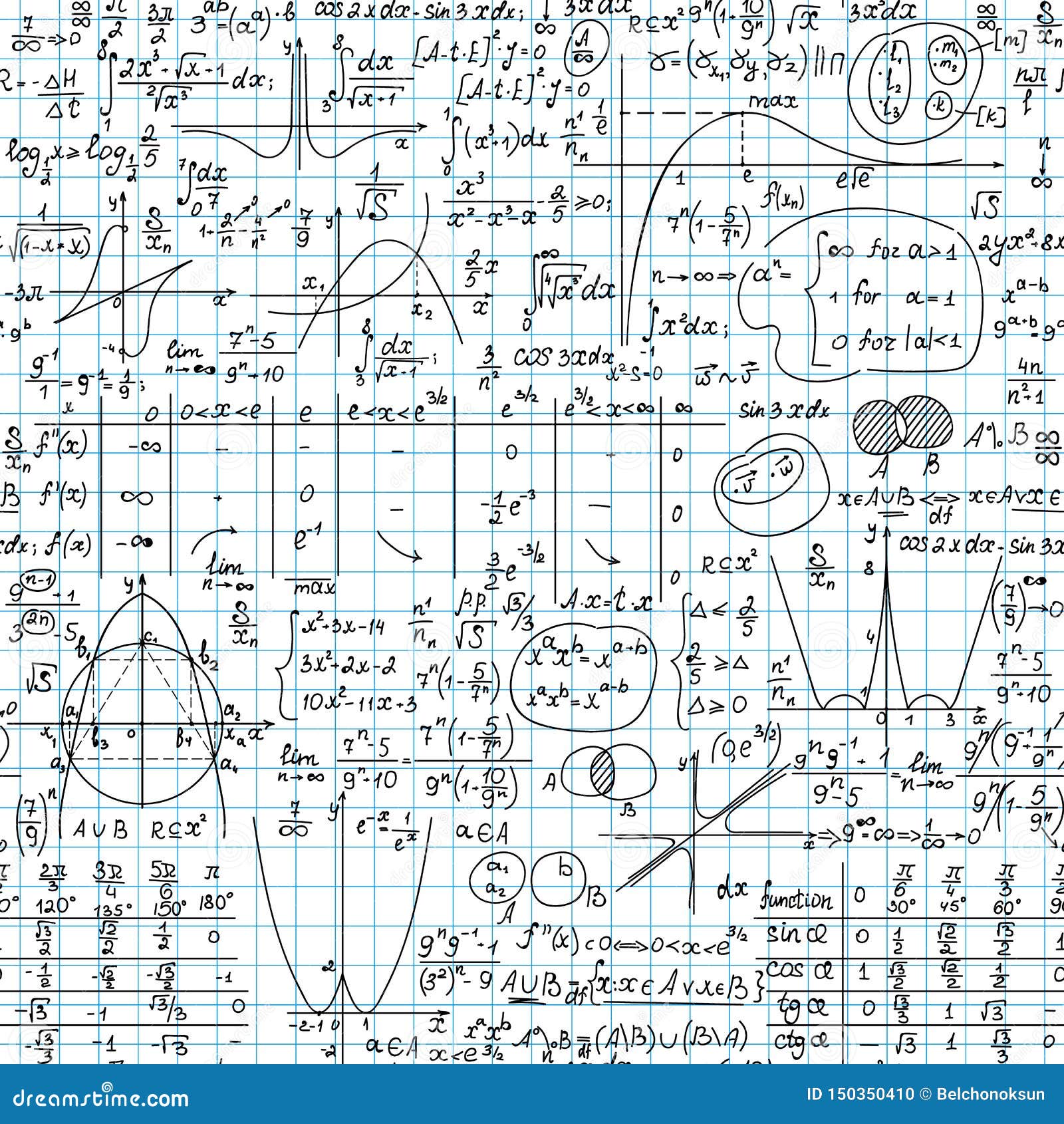 Scientific Vector Seamless Background With Math And Physics Handwritten