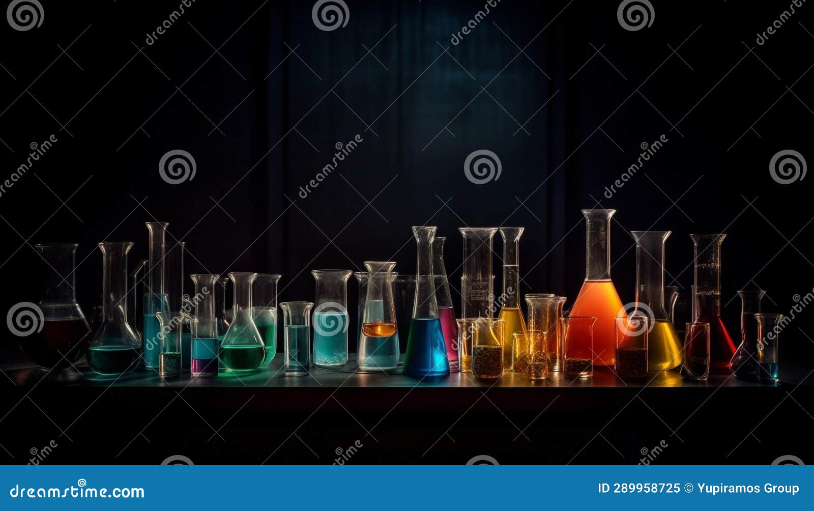 scientist analyzing liquid in laboratory glassware for scientific experiment generated by ai