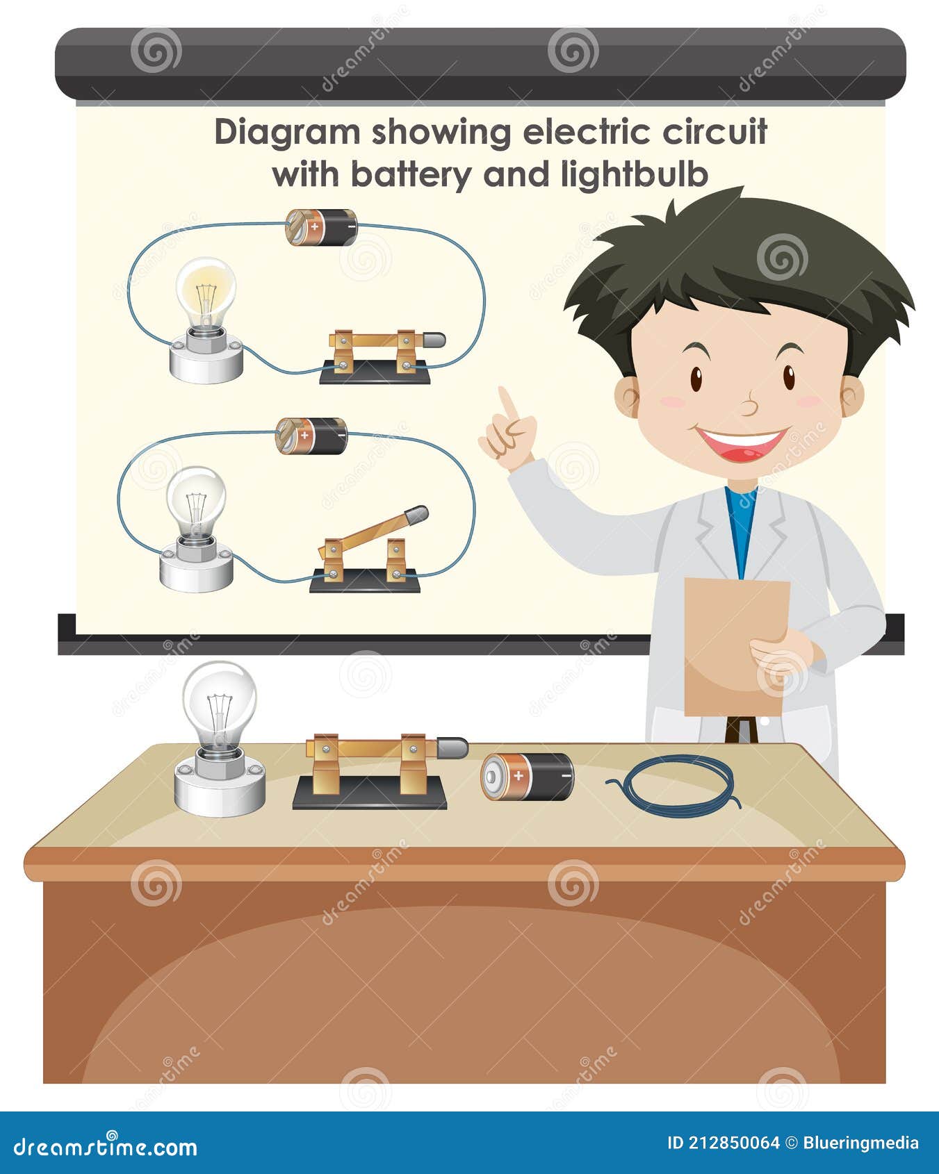 scientist-explaining-electric-circuit-with-battery-and-lightbulb-stock-vector-illustration-of