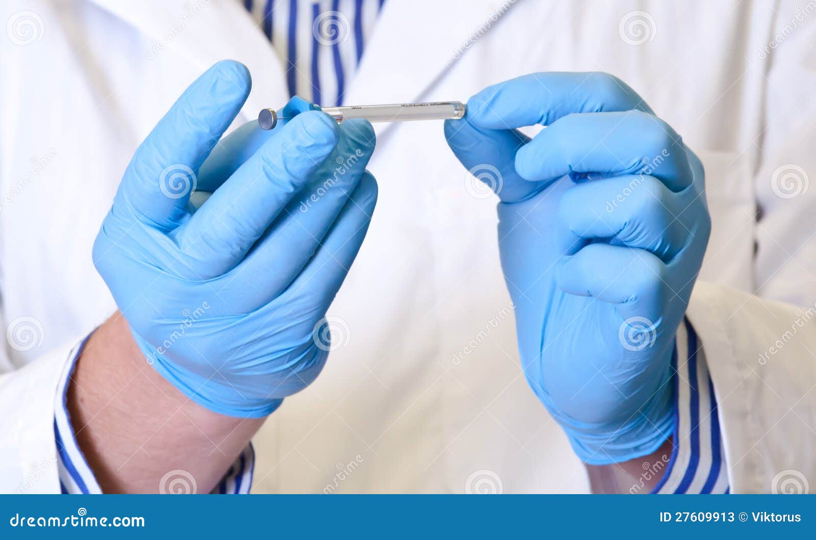 Scientist Holds Syringe for Laboratory Analysis Stock Image Image of