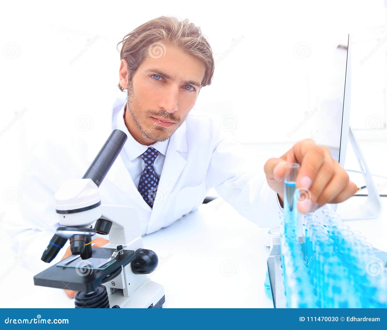 Laboratory Scientist Working in a Laboratory with a Microscope Stock Photo Image of medic