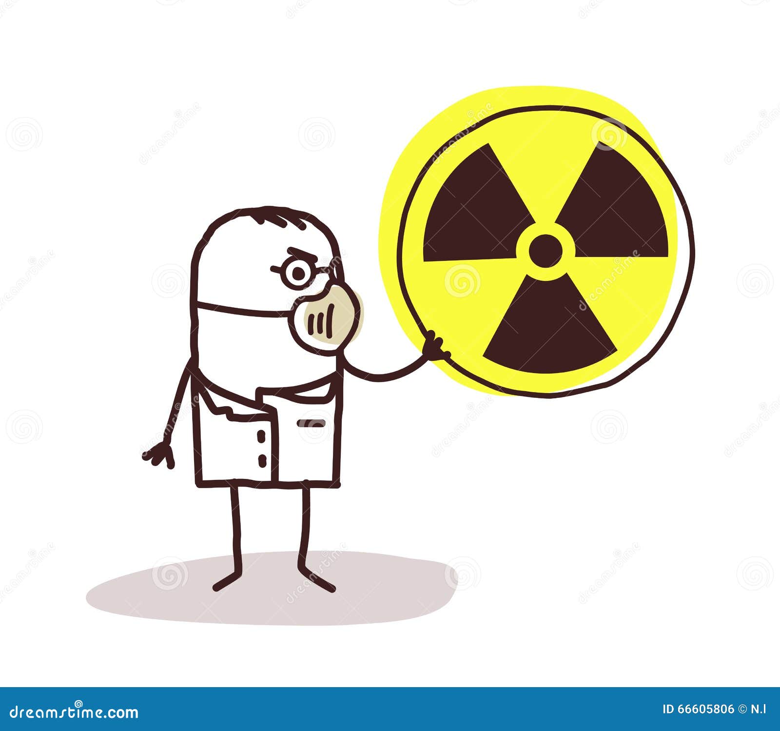 scientist with mask and radioactivity