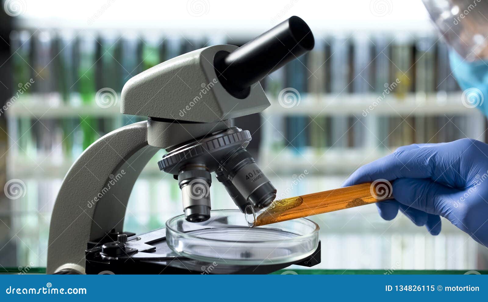 Scientist Observing Samples of Oil Spill Under Microscope To Assess