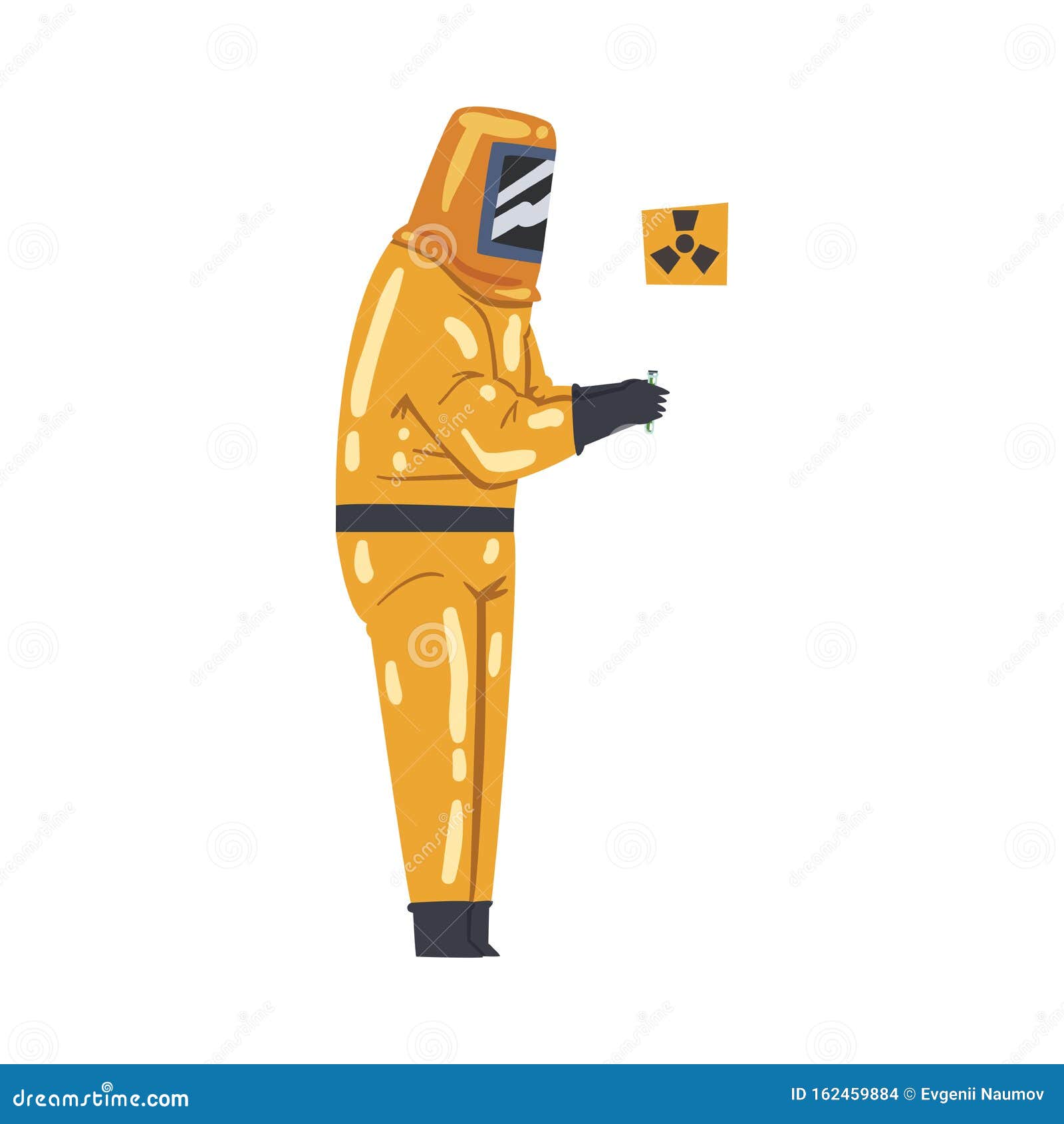 Scientist wearing radiation protection suit Vector Image