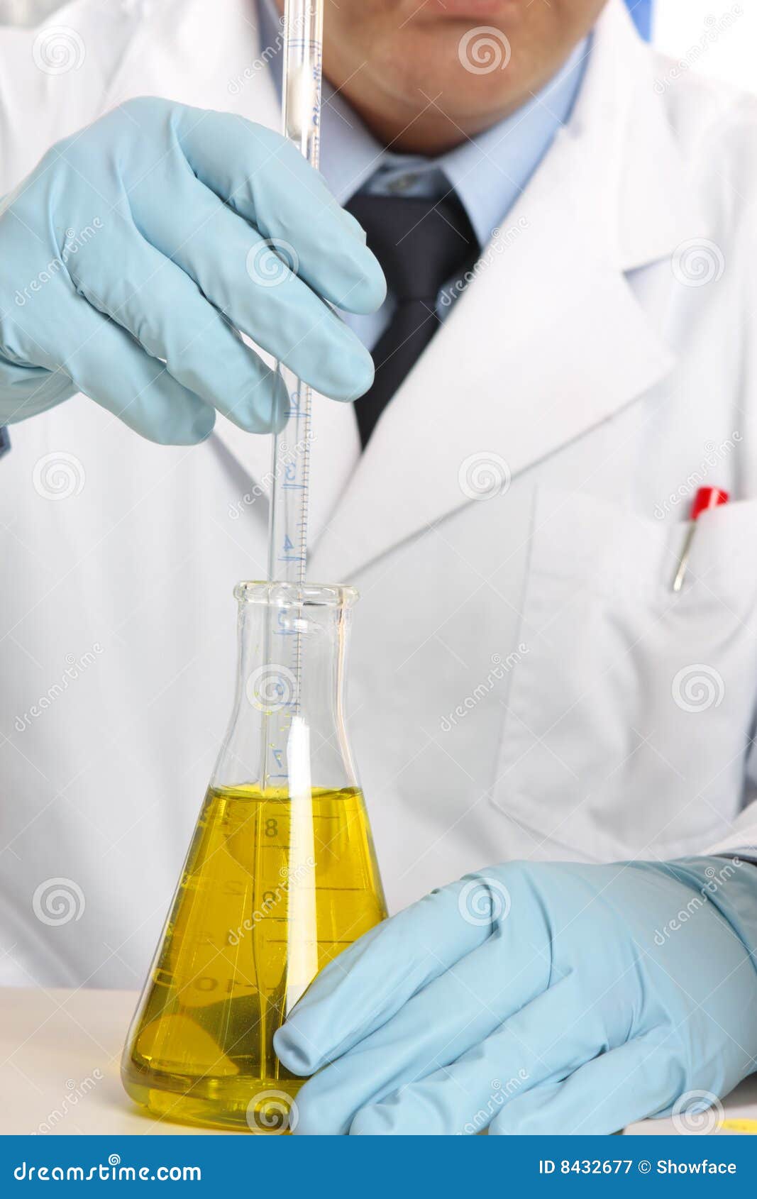 Scientist Stirring Liquid in Flask Stock Image Image of medical, coat