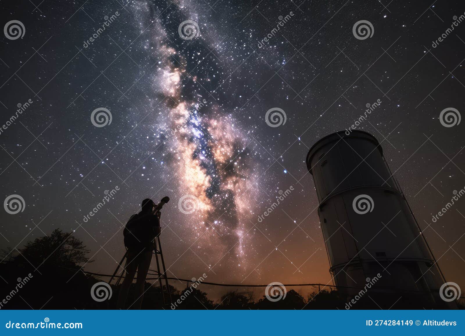 A Scientist, with a Telescope in Hand, Observing the Universe and Its