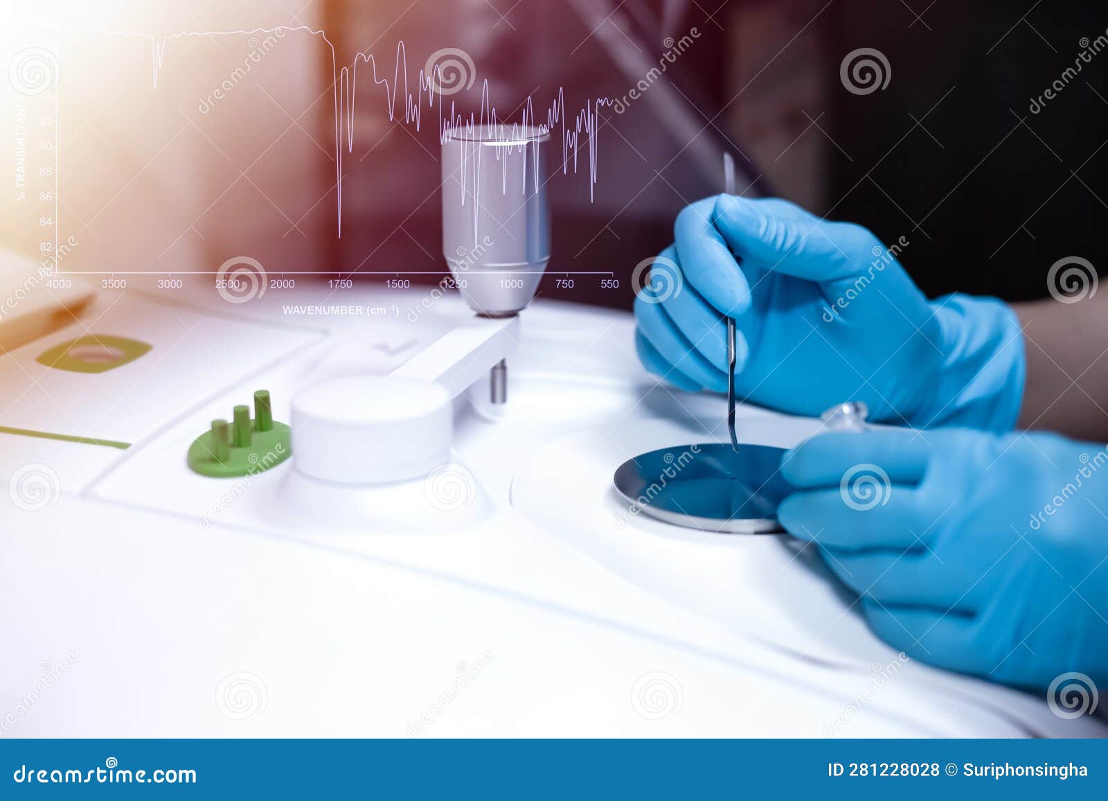 scientist use the fourier transform infrared spectrometer ftir to analyze drugs in identifying chemical identity, infrared spectra