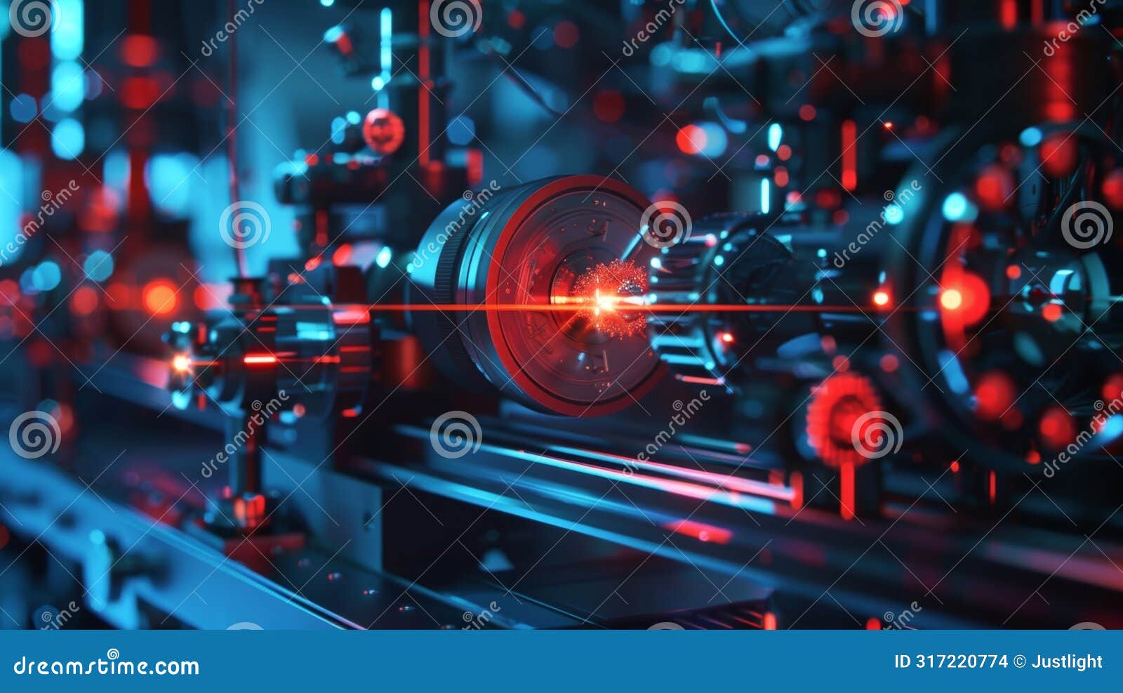 scientists carefully adjusting lasers and precise equipment to control the quantum particles and achieve desired results
