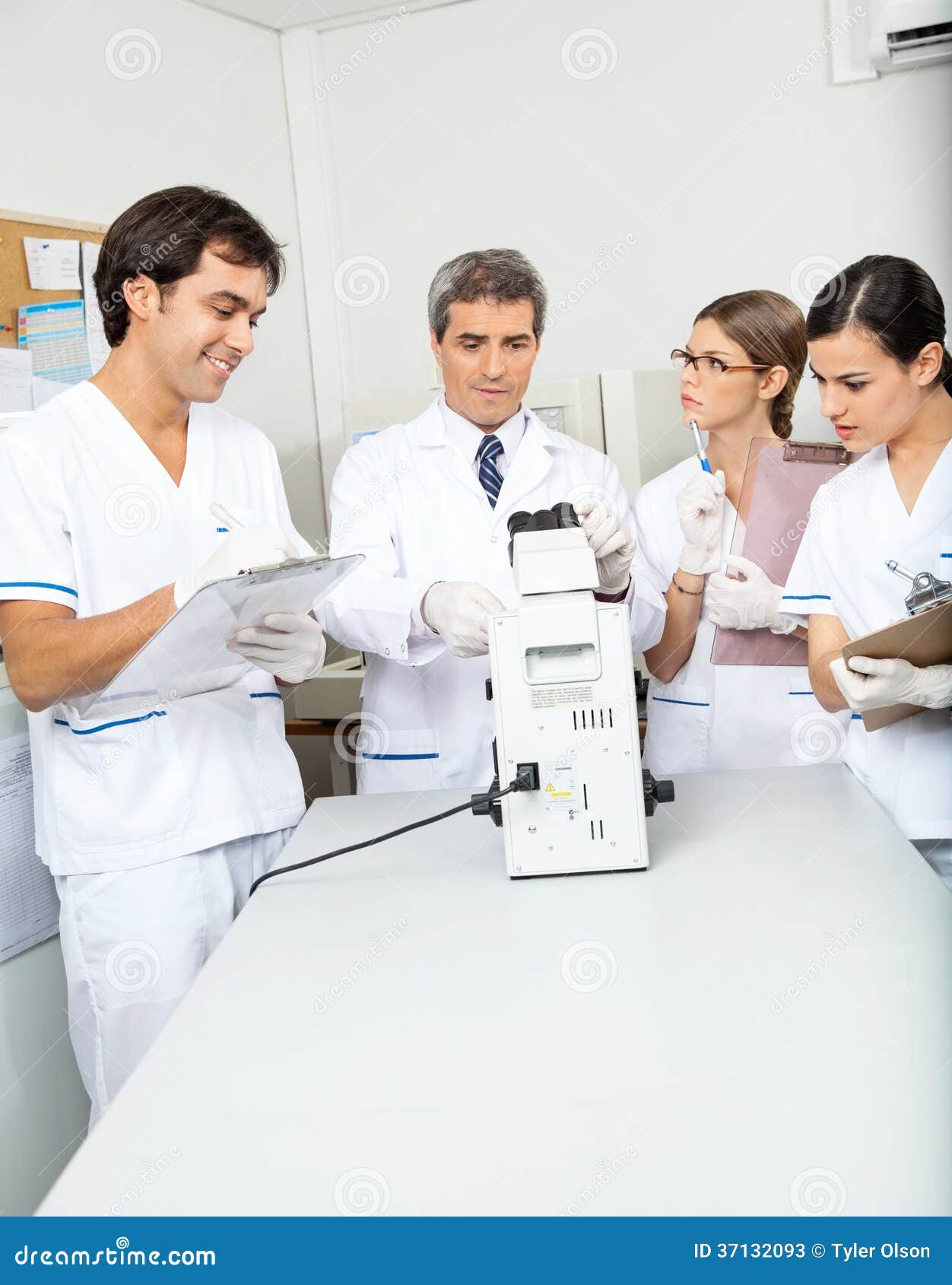 Scientists Working in Medical Laboratory Stock Image Image of