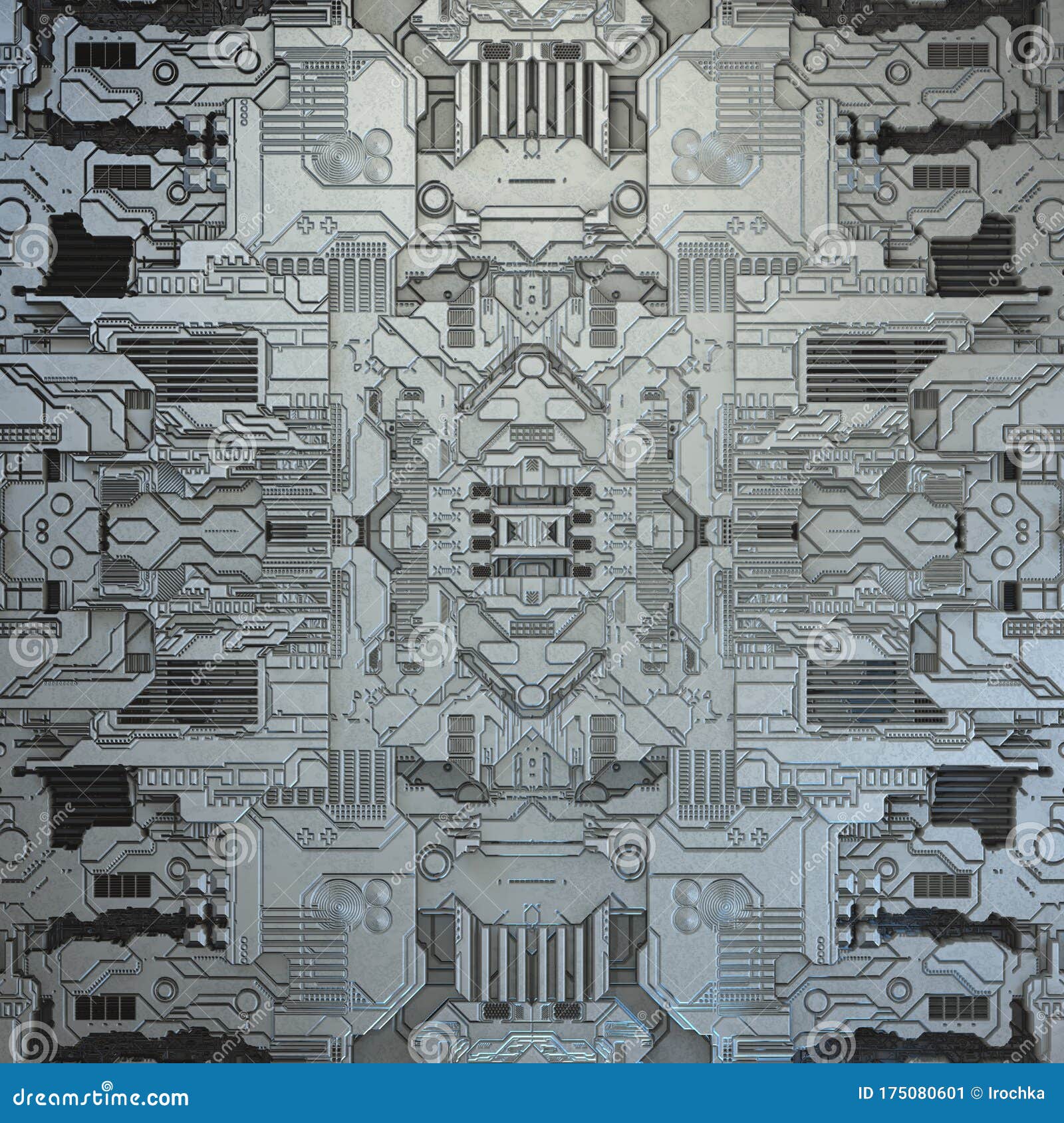 SciFi Panels. Futuristic Texture. Spaceship Hull Geometric Pattern. 3d