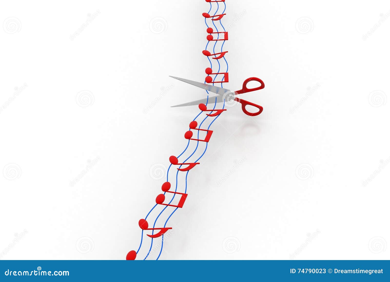 Scissor Cutting the Musical Notes Stock Illustration Illustration of