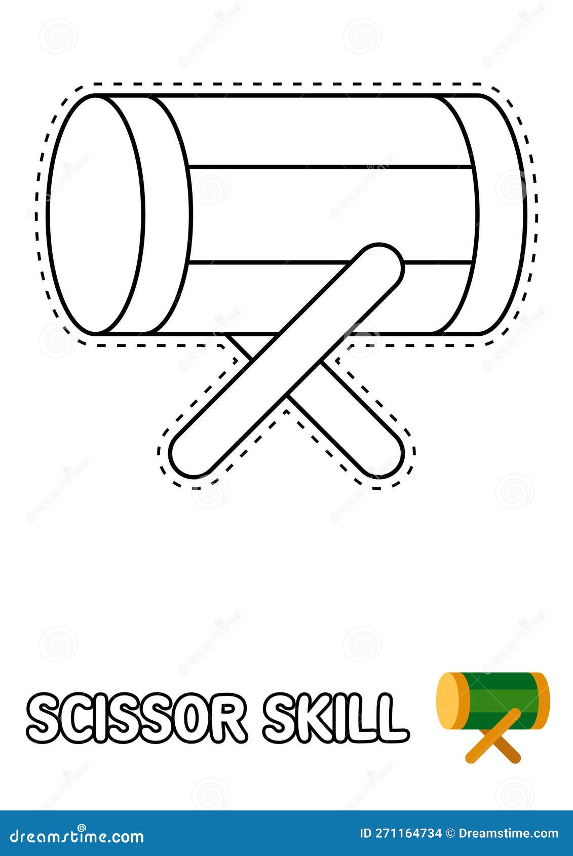Scissor Skill Page with Drum for Kids Stock Vector - Illustration of  symmetry, sound: 271164734, image size:1131x1690