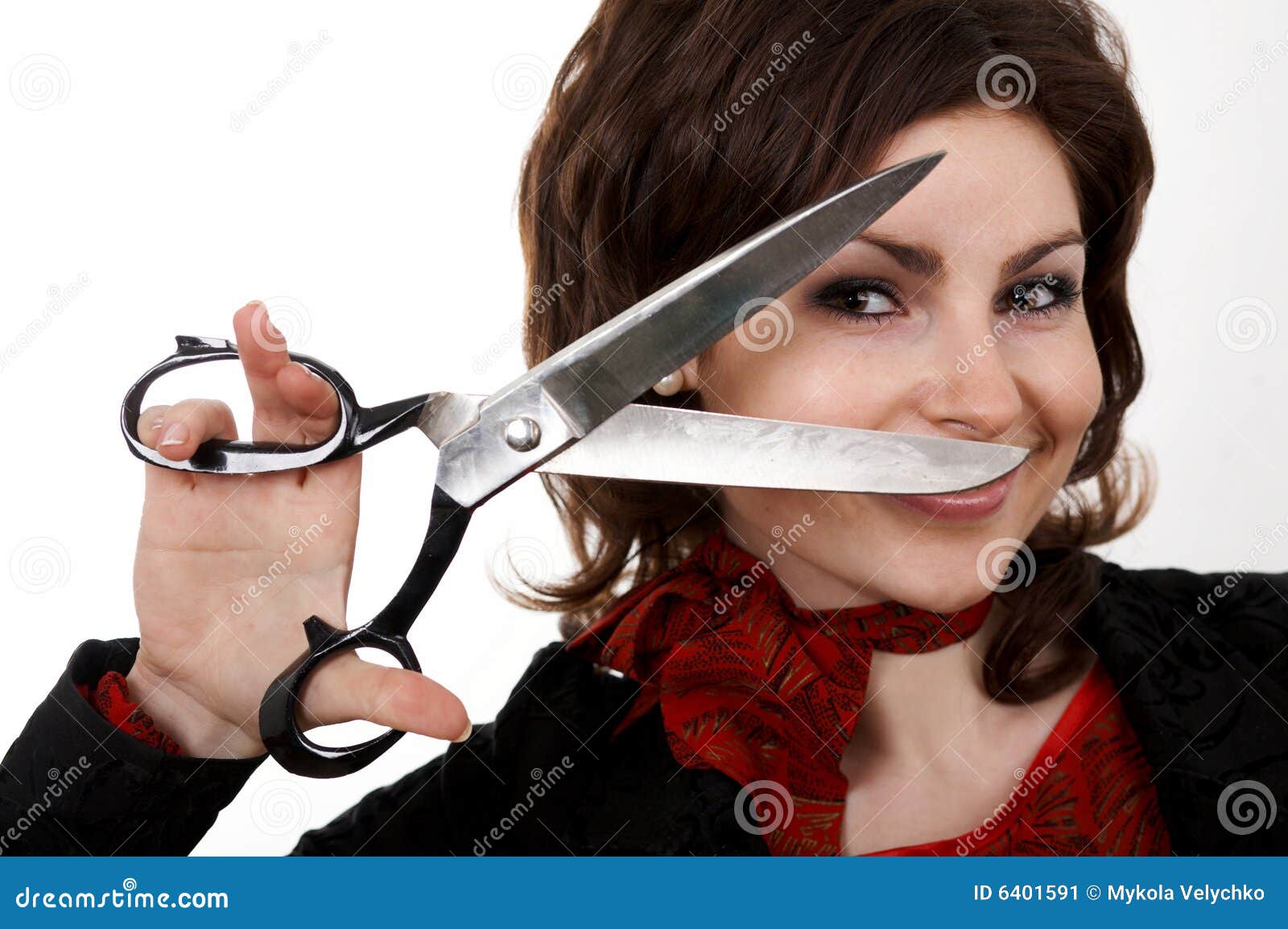 Scissors stock image. Image of young, portrait, happiness 6401591