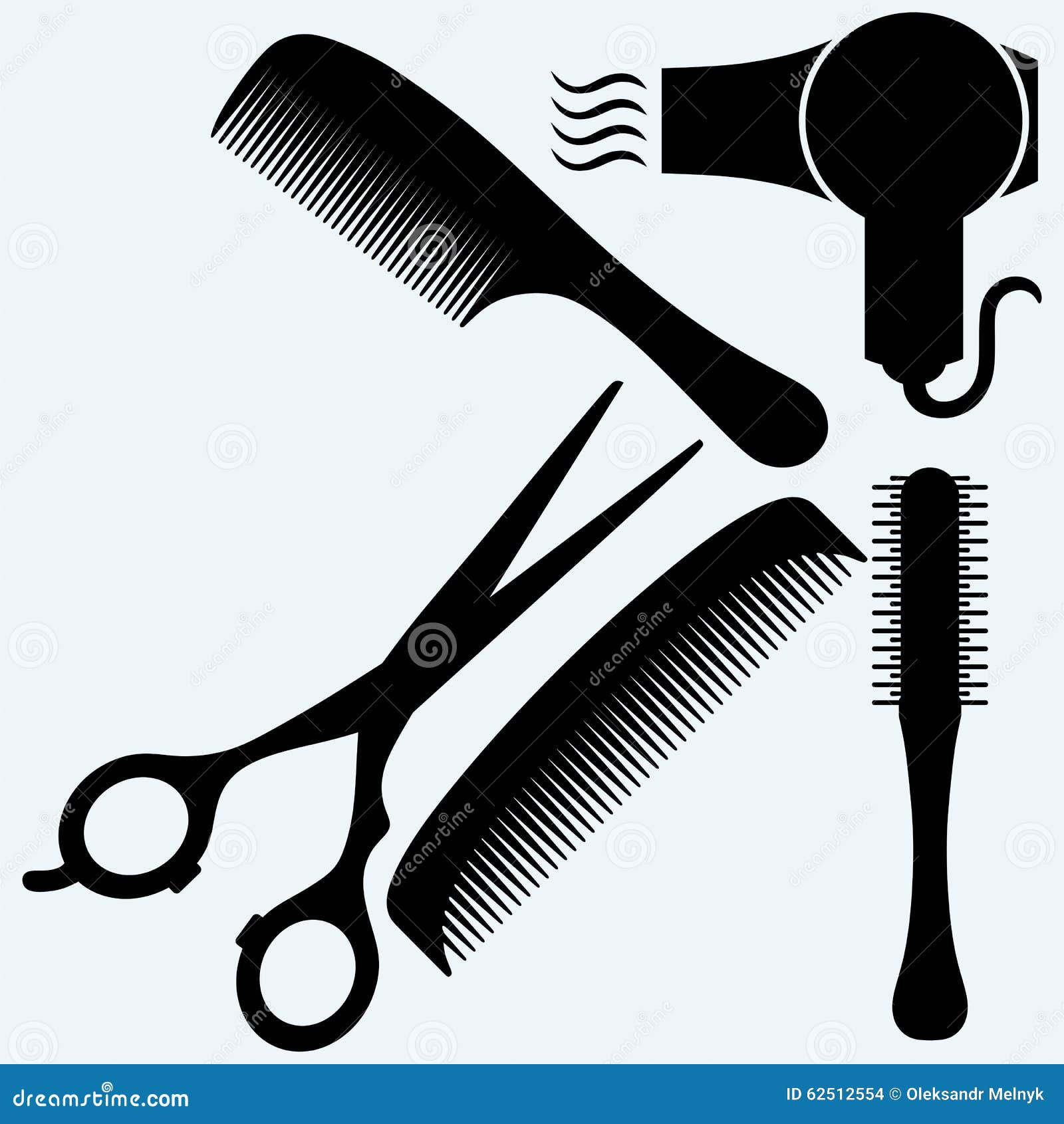 Scissors, Comb For Hair And Dryer Stock Vector Image 62512554