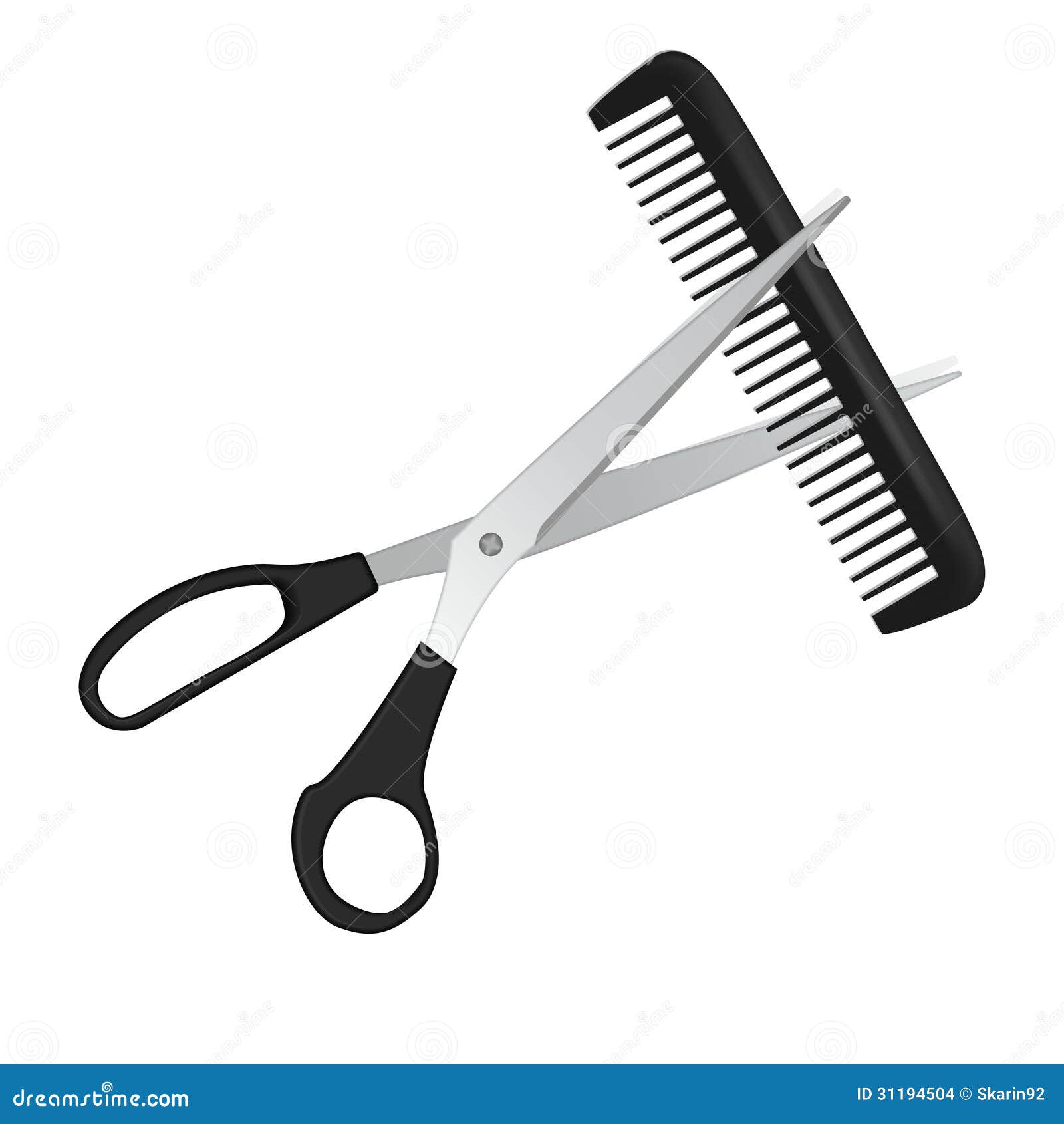 Scissors And Comb For Hair Isolated On White Stock Images 