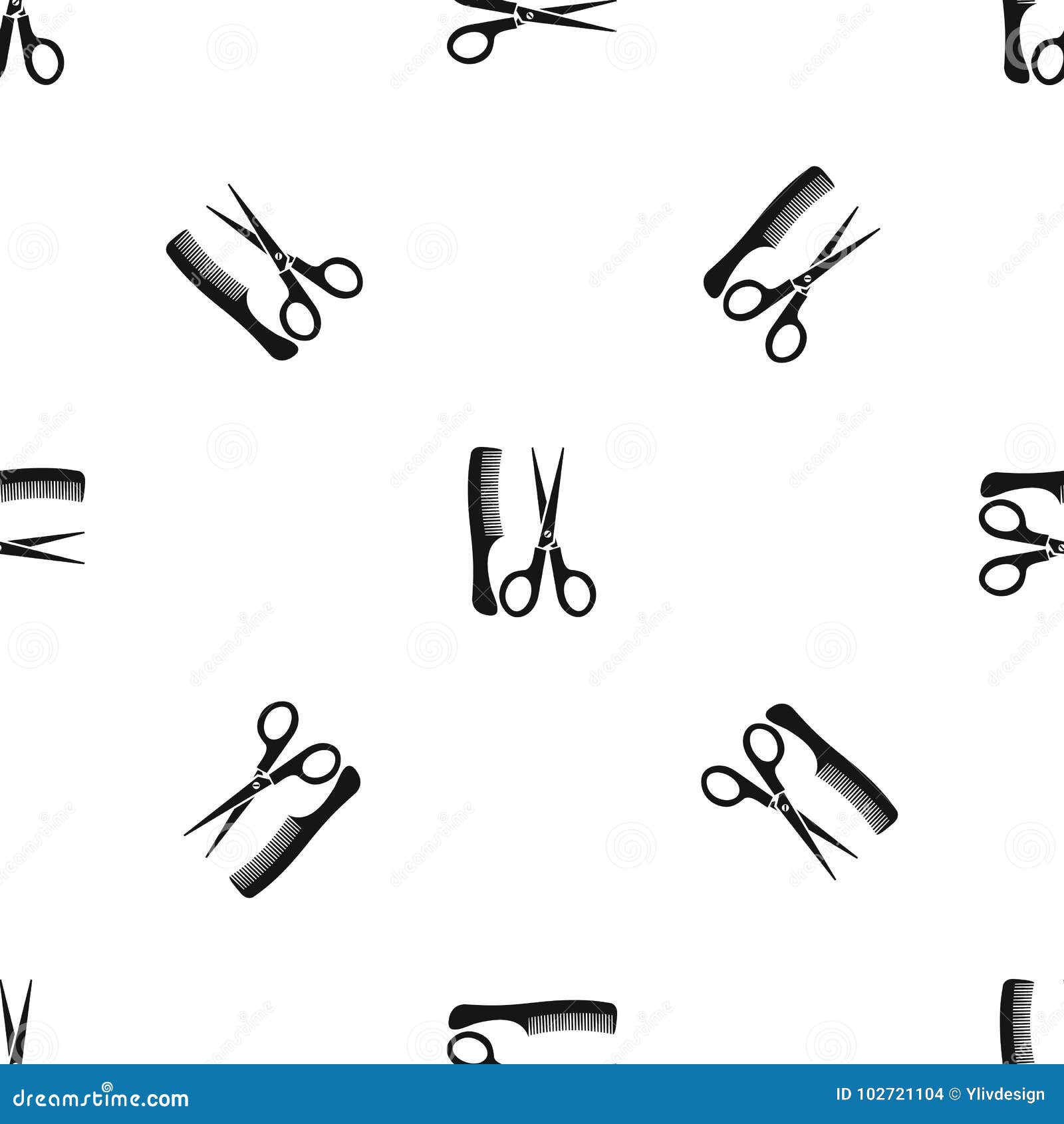 Download Scissors And Comb Pattern Seamless Black Stock Vector - Illustration of graphic, beauty: 102721104