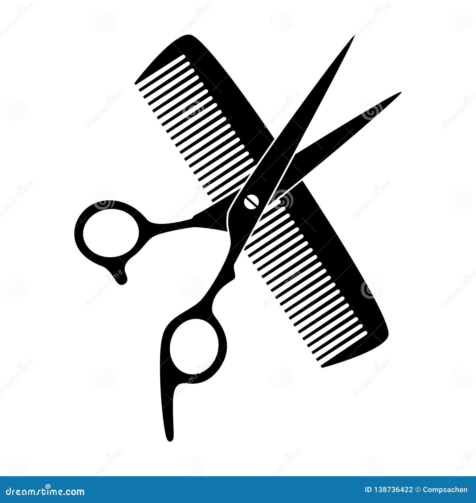 scissors, comb and razor in black, hairdresser and barber tools logo