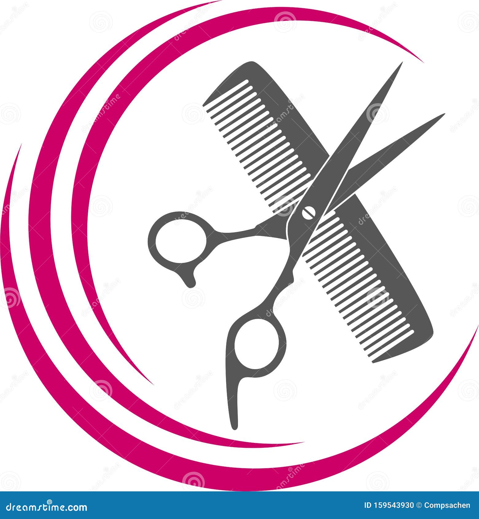 scissors, comb and razor in black, hairdresser and barber tools logo