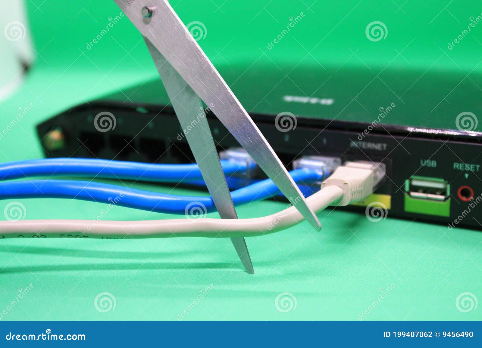 Scissors Cut the Cable Stock Photo Image of link, hacker 199407062