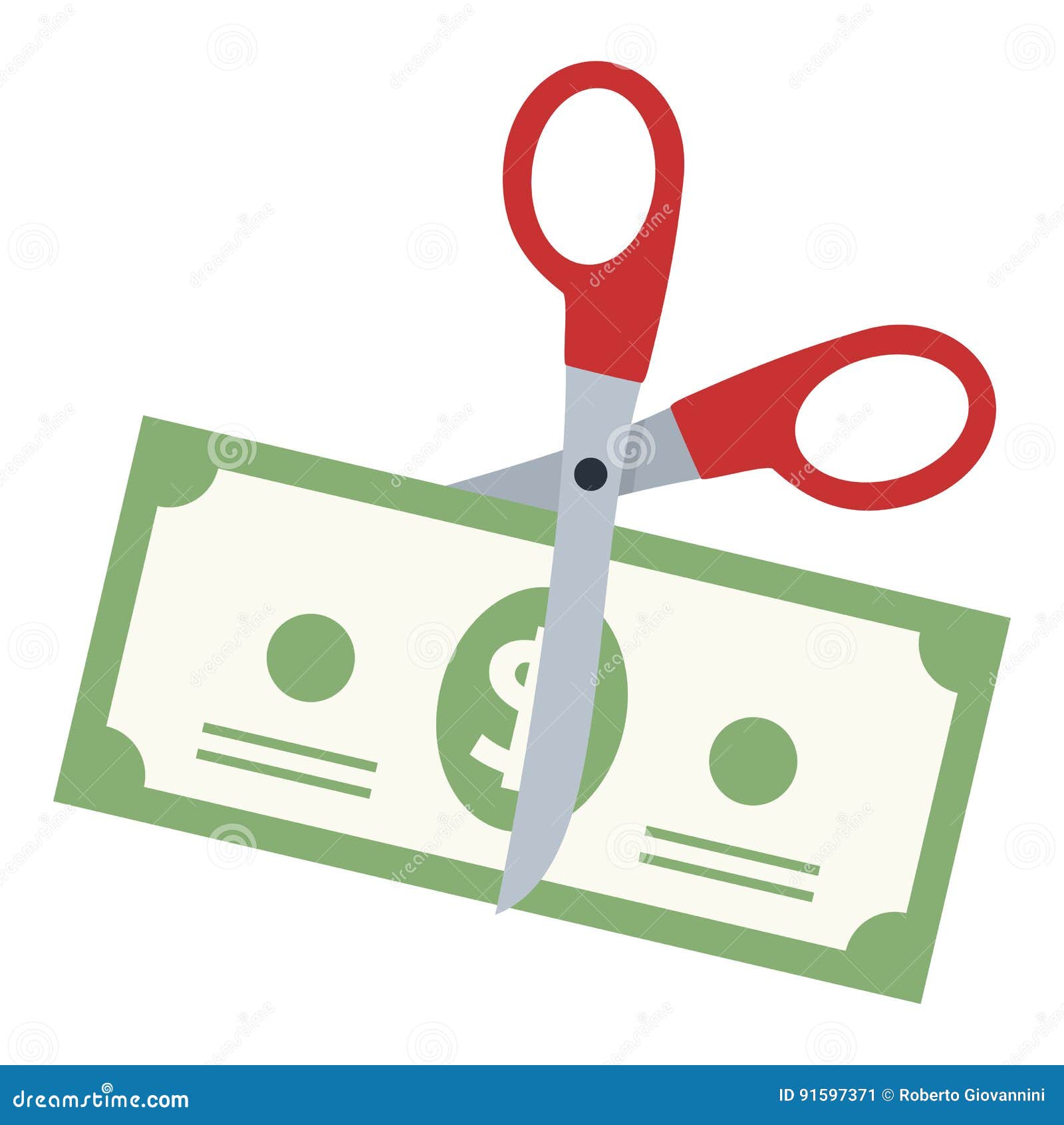 Scissors Cutting a Dollar Banknote Flat Icon Stock Vector ...