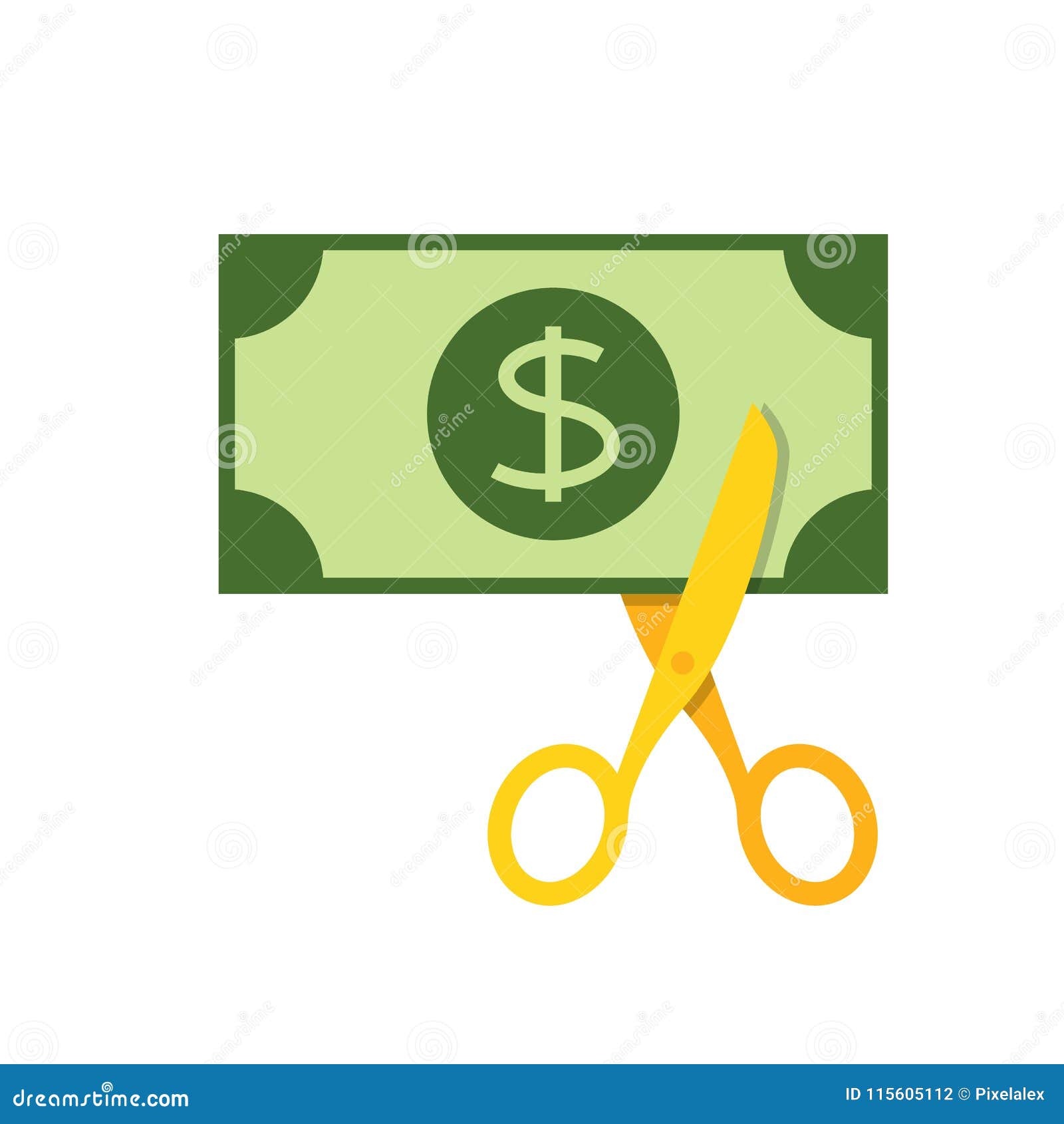 Scissors cutting money stock vector. Illustration of percentage - 115605112