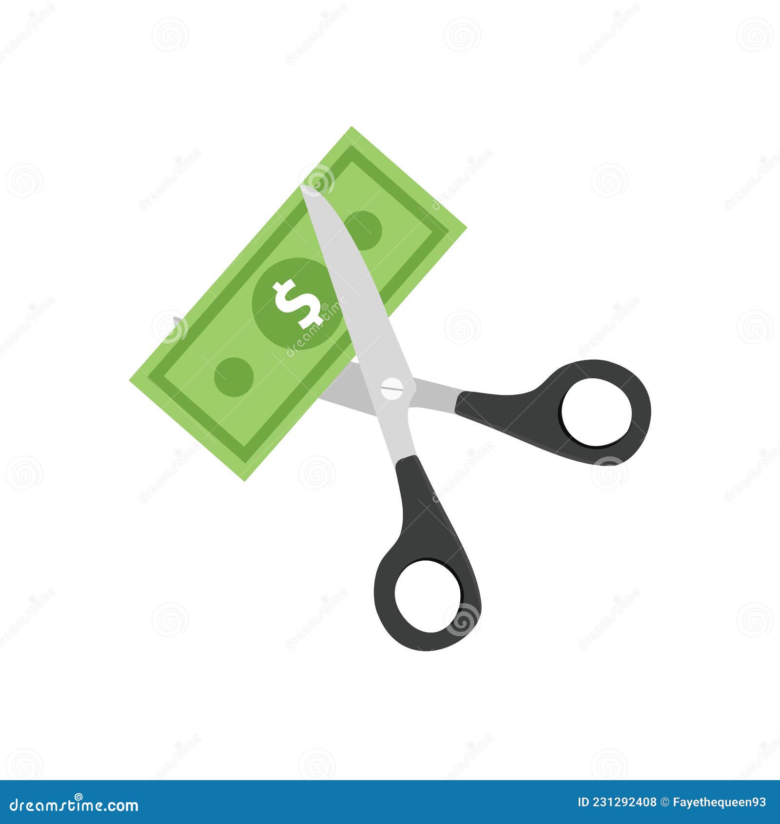 Scissors Cutting Money Isolated on White Background. Stock Vector ...